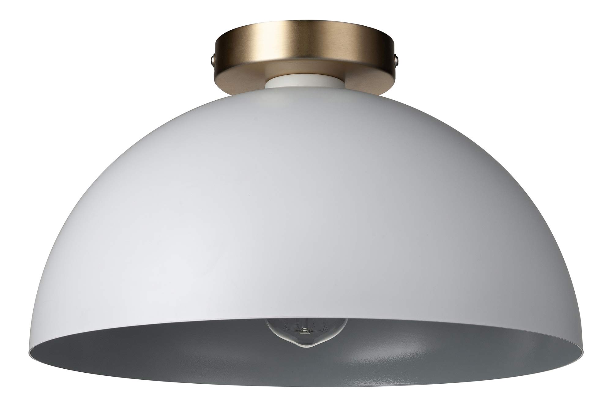 Amazon Brand – Rivet Single-Light Flush-Mount Ceiling Light with Metal Shade, 7"H, White and Brass