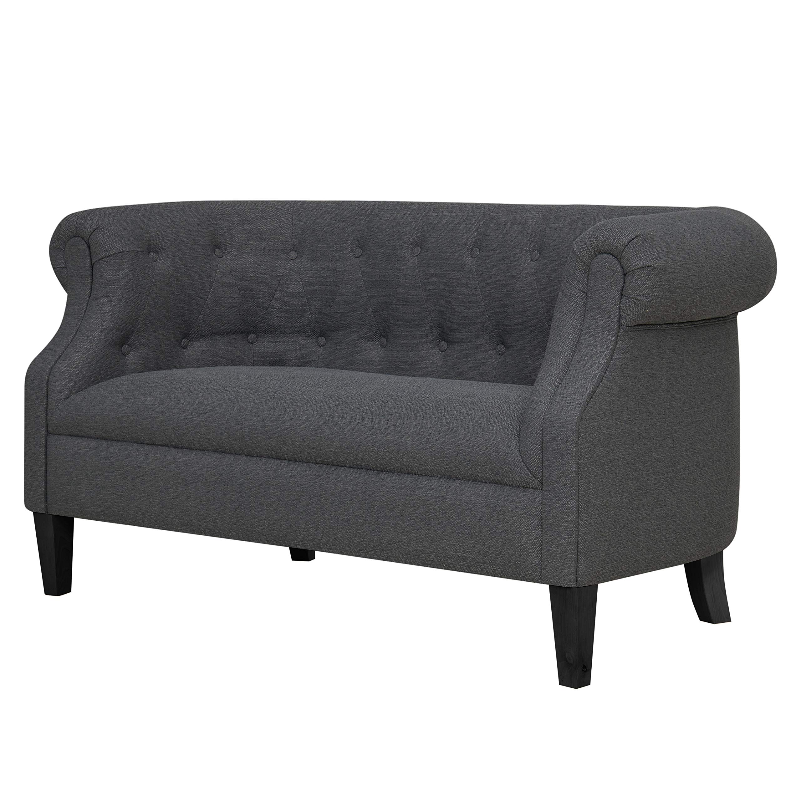 Amazon Brand – Ravenna Home Westcott Tufted Loveseat Sofa Couch, 60"W, Charcoal