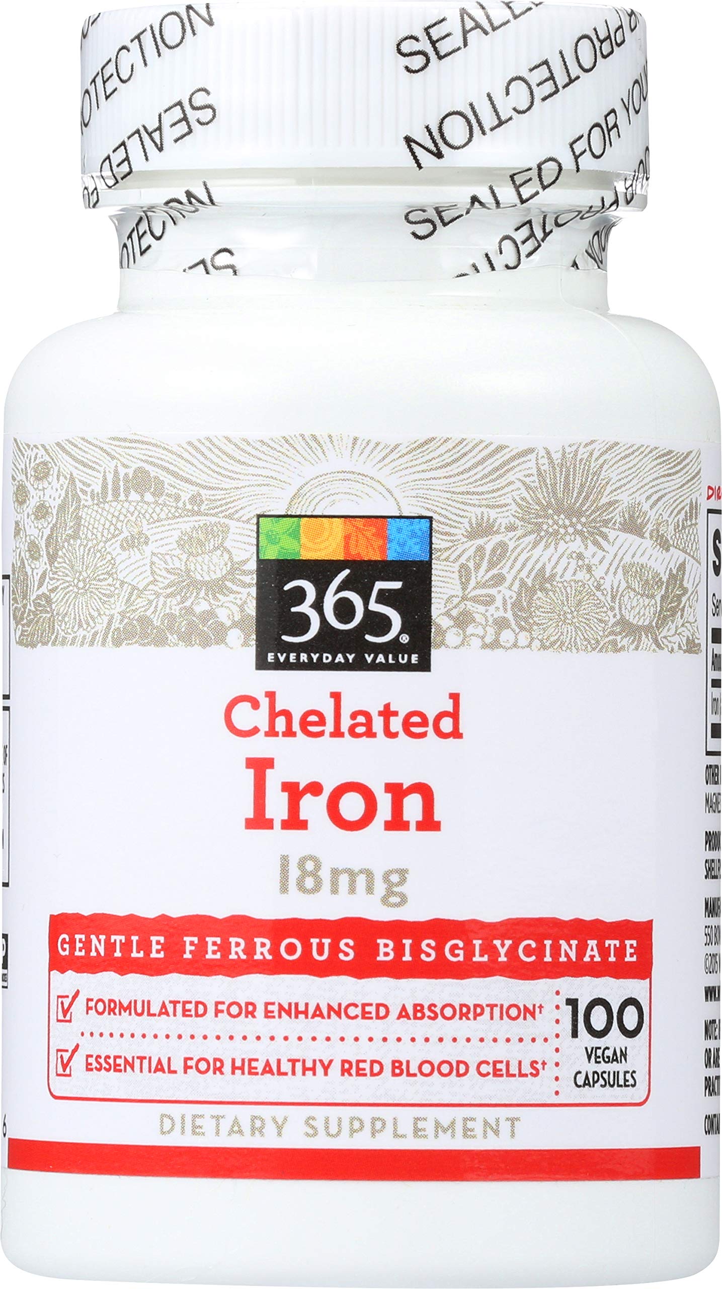 365 Everyday Value, Chelated Iron 18mg, 100 ct