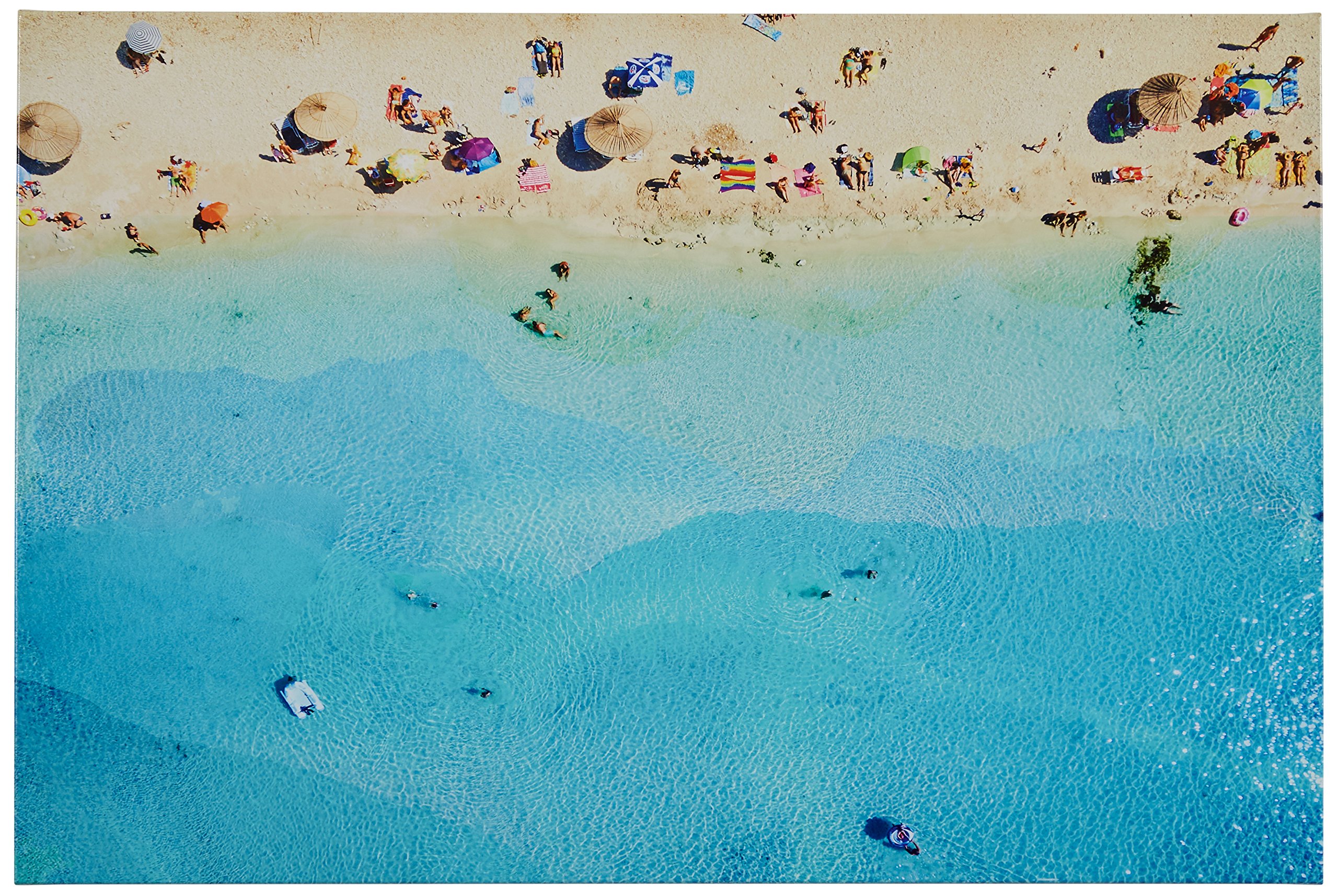 Amazon Brand – Rivet Aerial Turquoise Blue Beach Photo of Mediterranean Beach 24" x 36"