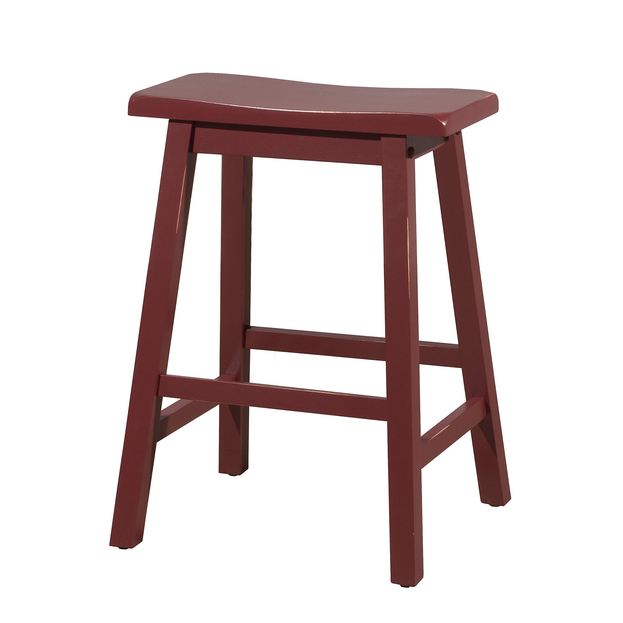 Amazon Brand – Stone & Beam Cottage Wood Bar Stool, 24"H, Red
