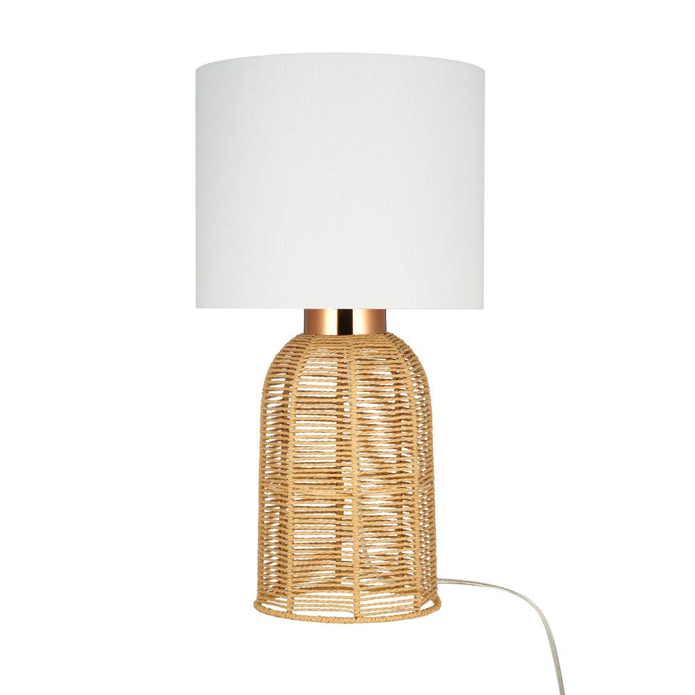 Amazon Brand – Stone & Beam Contemporary Rattan Table Lamp, LED Bulb Included, 22"H, Natural Tan