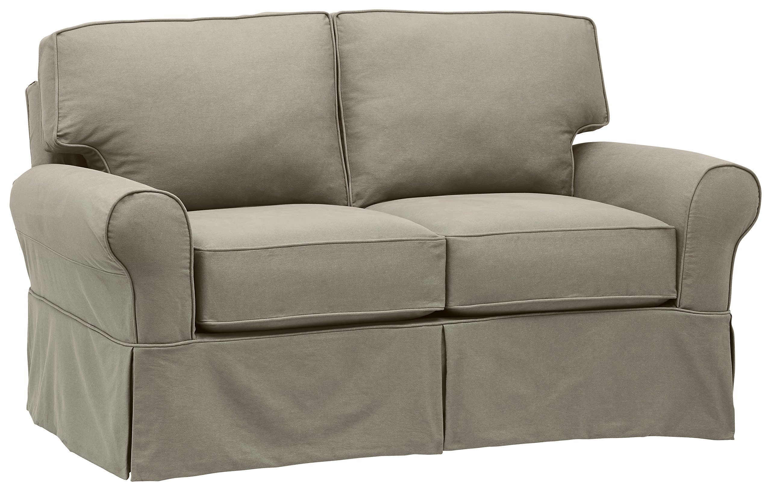Amazon Brand – Stone & Beam Carrigan Modern Loveseat Sofa Couch with Slipcover, 68"W, Grey Taupe
