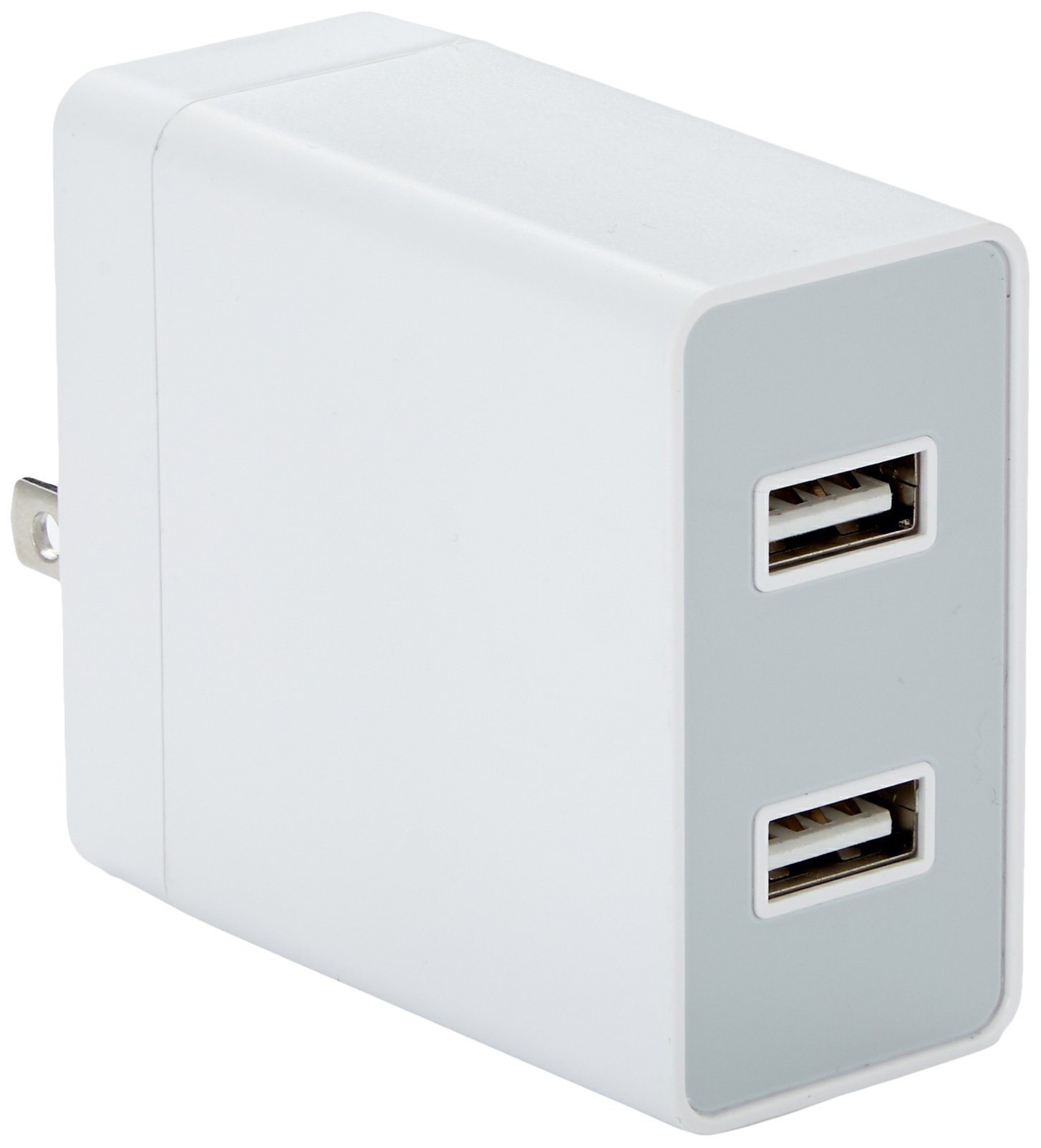 AmazonBasics Two-Port USB Wall Charger (24-Watt) Compatible With iPhone and Samsung Phones - White
