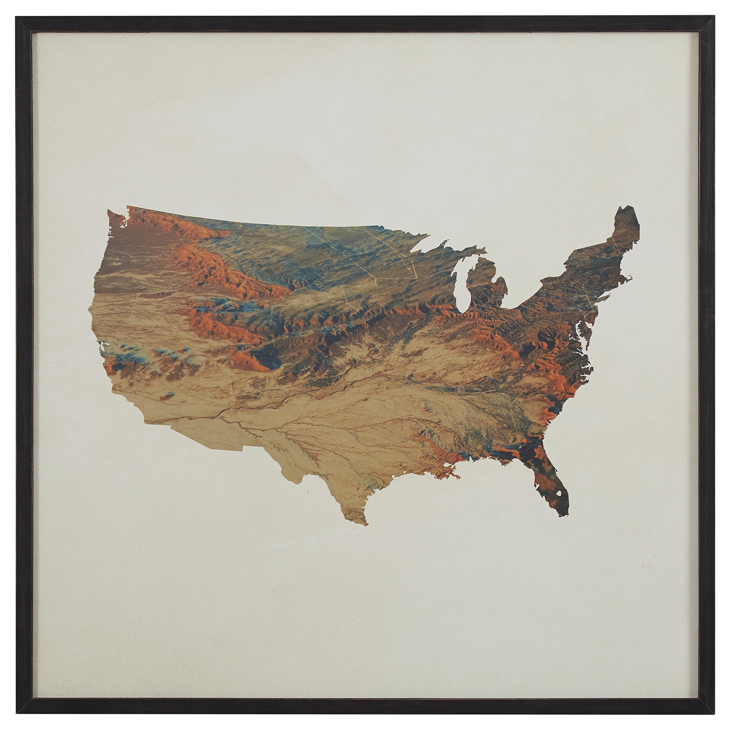 Amazon Brand – Stone & Beam Abstract Topographic Print in Black Wood Frame, 30" x 30"