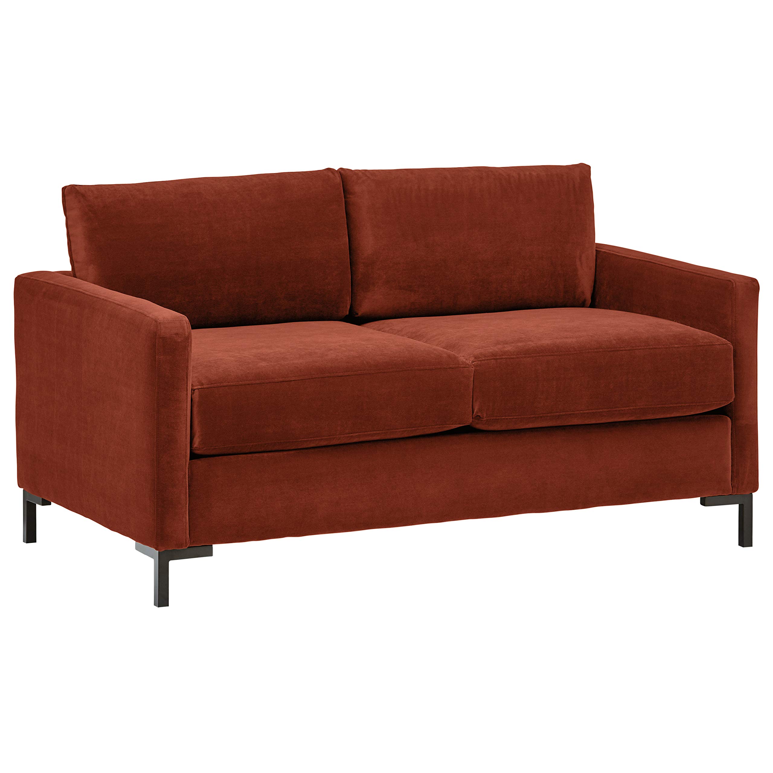 Amazon Brand – Rivet Edgewest Low Back Modern Loveseat, 65"W, Rouge Red