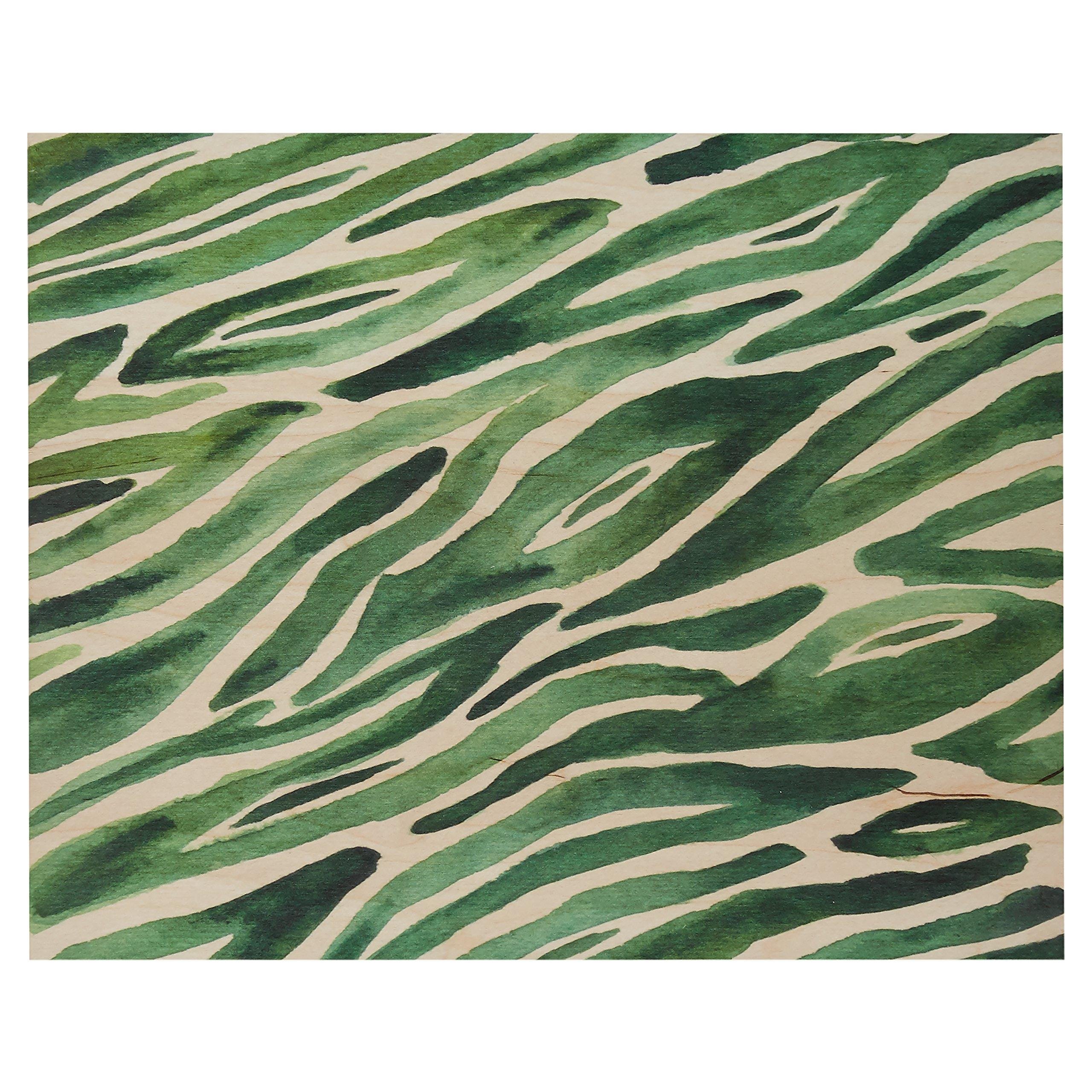Amazon Brand – Rivet Abstract Green Rippling Watercolor River on Wood, 16" x 20"