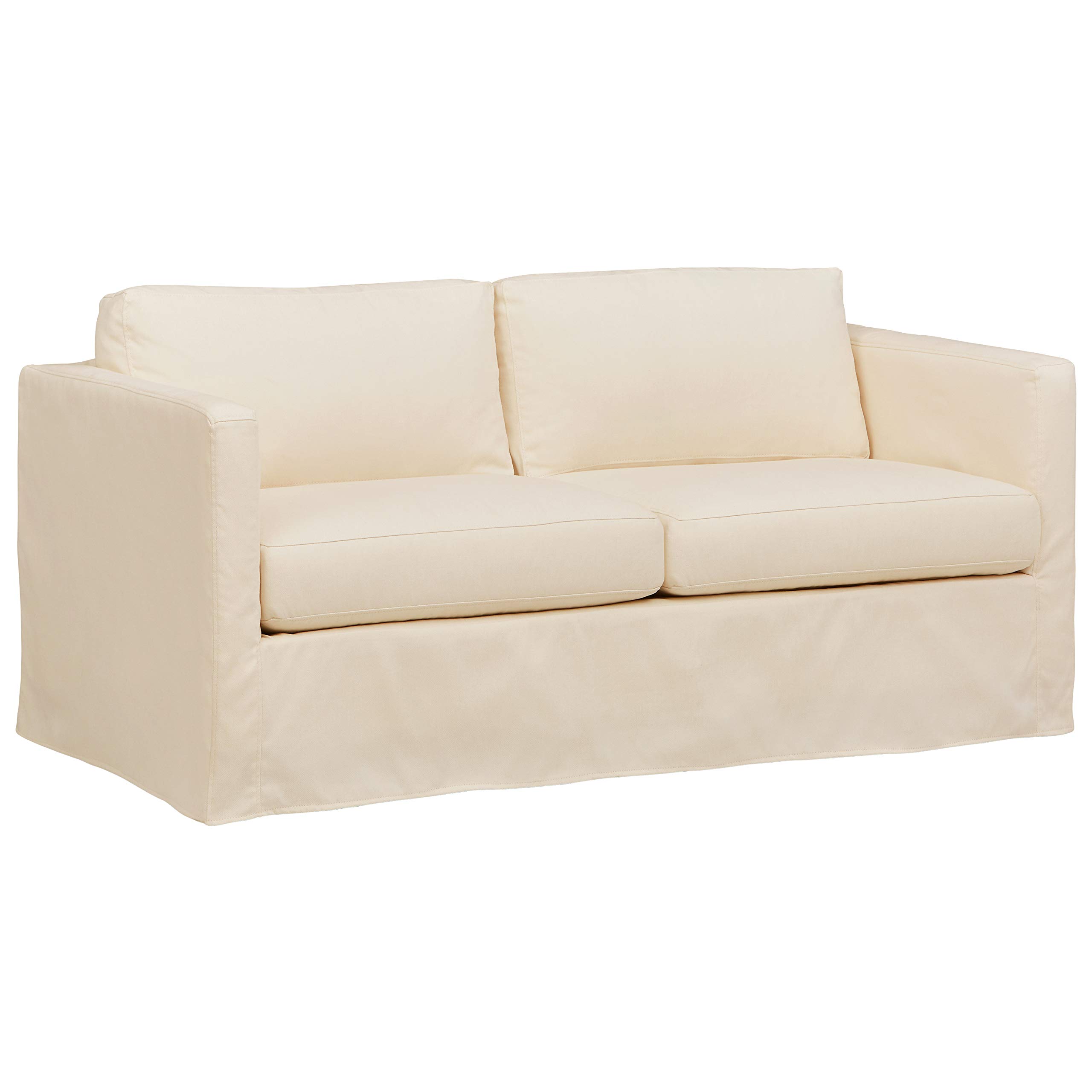 Amazon Brand – Stone & Beam Andover Slipcover Loveseat, 67"W, Cream Fabric