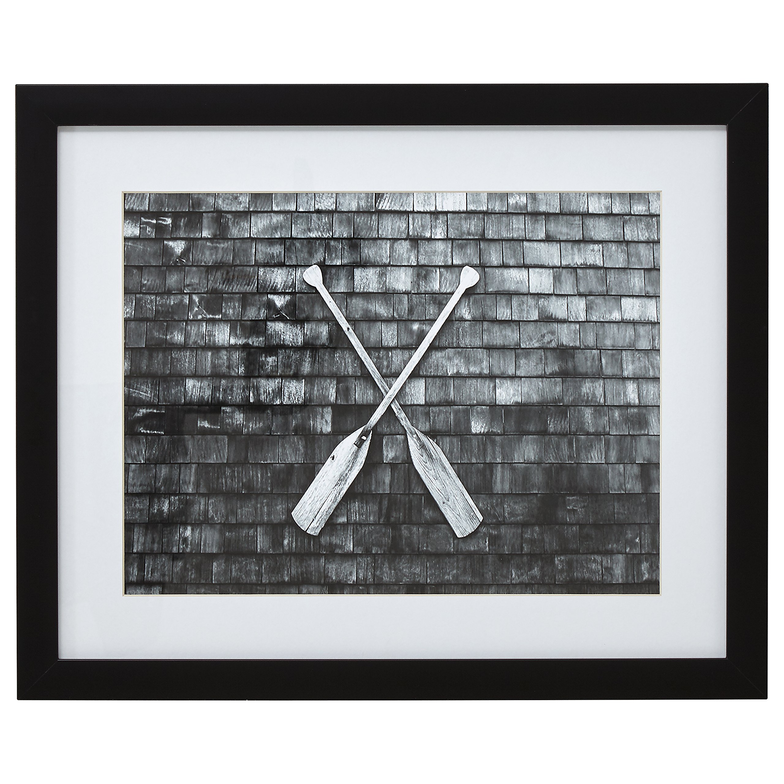 Amazon Brand – Stone & Beam Black and White Crossed Oars Photo Wall Art Decor - 18" x 22" Picture Frame, Black