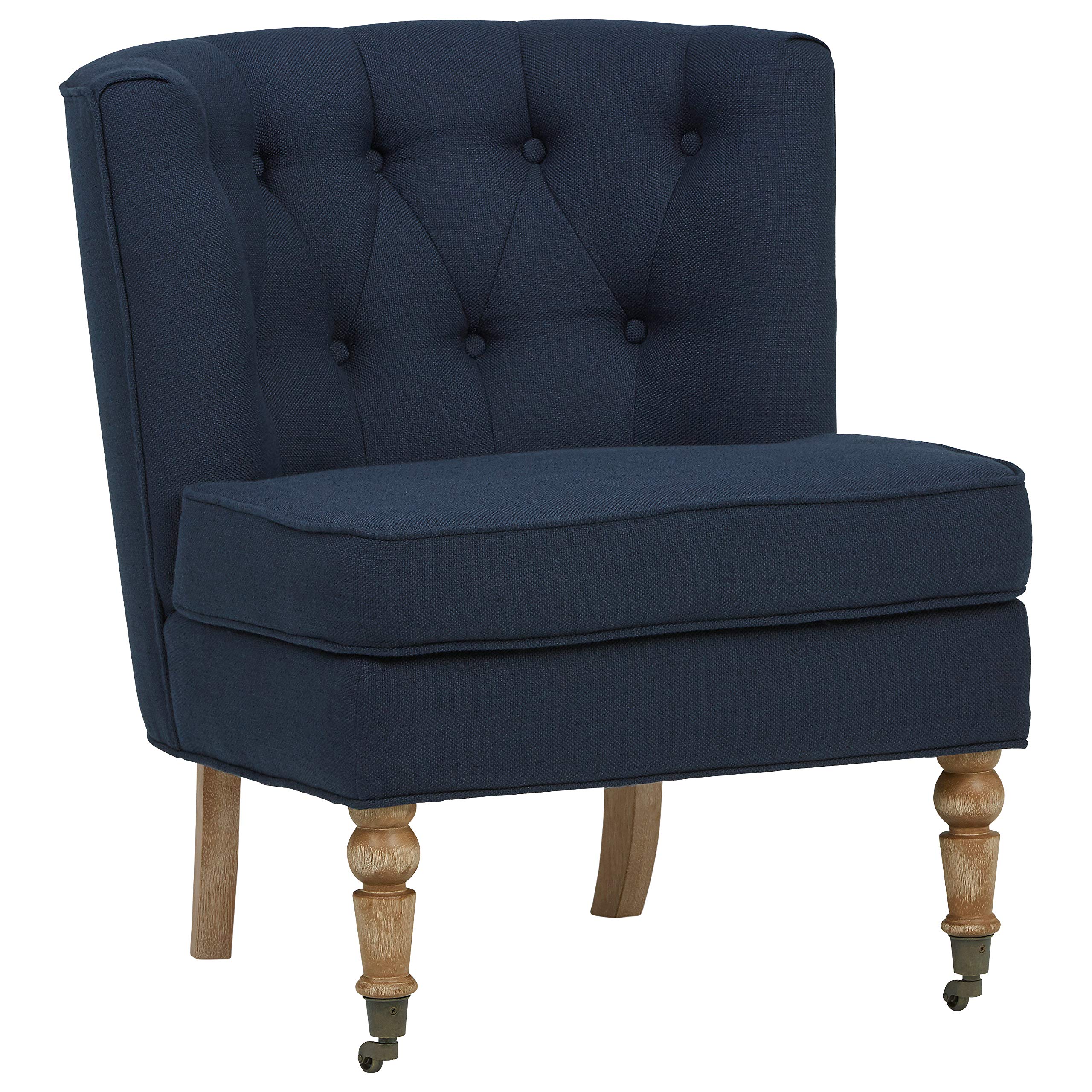 Amazon Brand – Ravenna Home Armless Tufted Turned Wood Leg Accent Chair, 29"W, Blue
