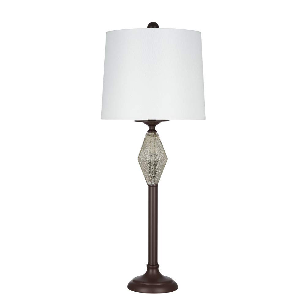 Amazon Brand – Ravenna Home Contemporary Metal Table Lamp with Mercury Glass Accent, LED Bulb Included, 28.5"H, Dark Bronze