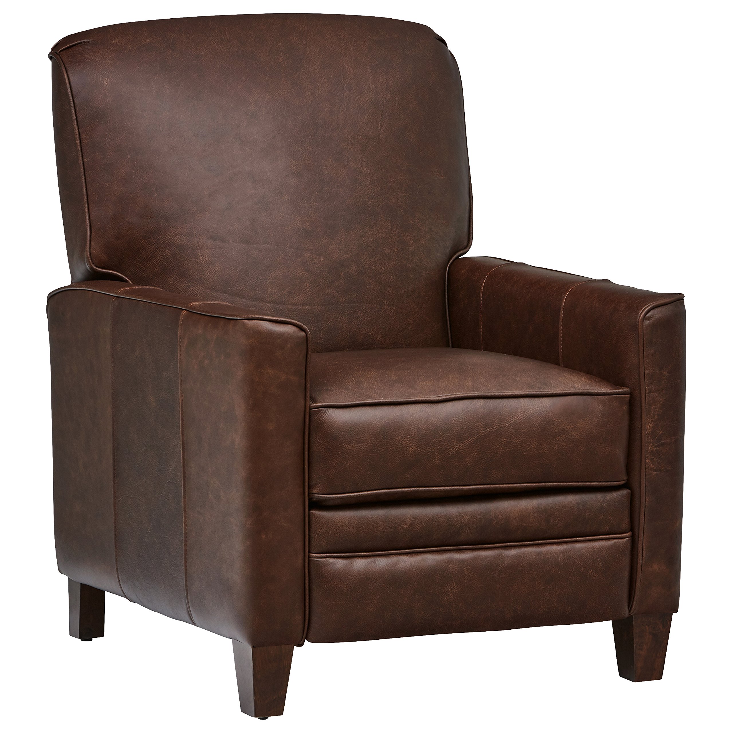 Amazon Brand – Stone & Beam Edmunds Traditional Leather Recliner Accnet Chair, 30"W, Brown Leather
