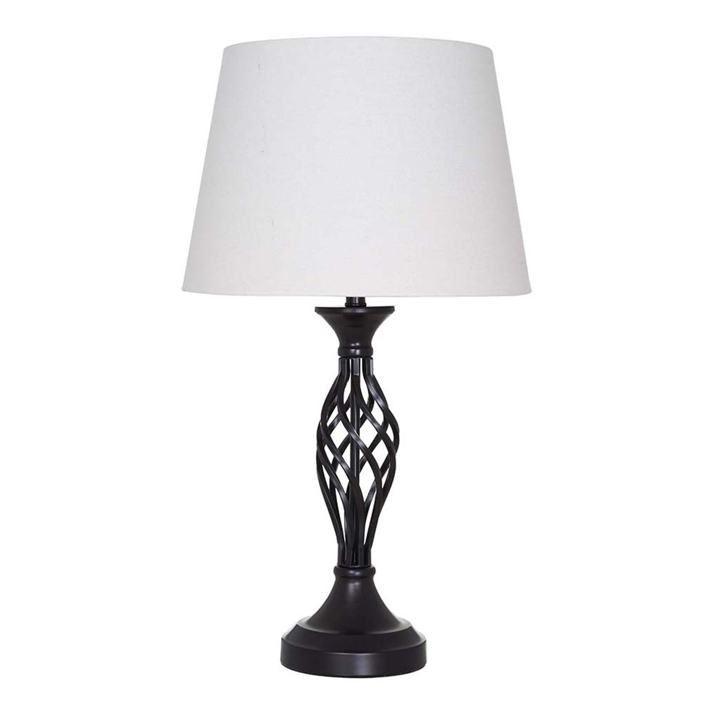 Amazon Brand – Ravenna Home Metal Wrought Iron Cage Living Room Table Lamp With LED Light Bulb - 23.5 Inches, Dark Bronze
