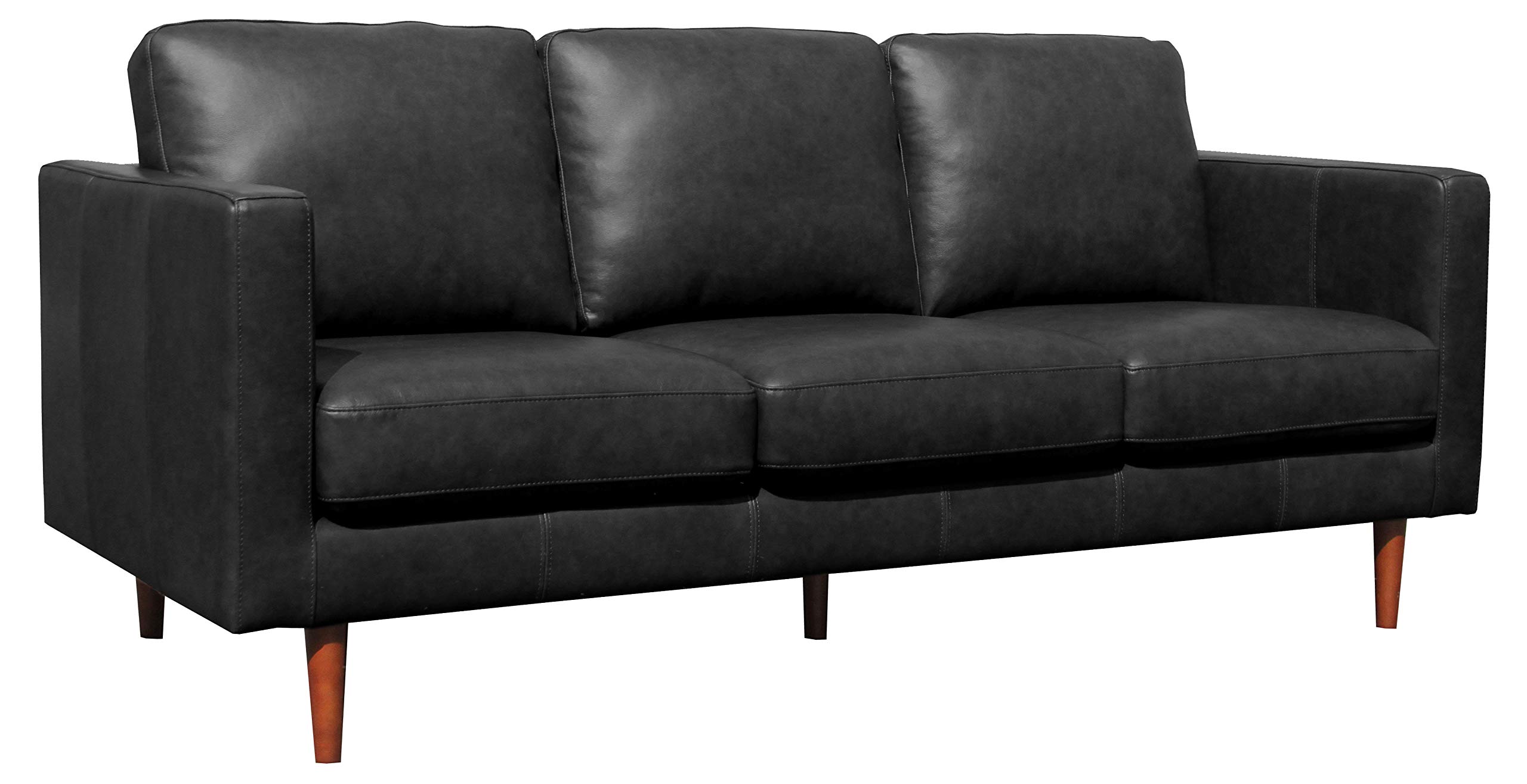 Amazon Brand – Rivet Revolve Modern Leather Sofa Couch, 80"W, Black