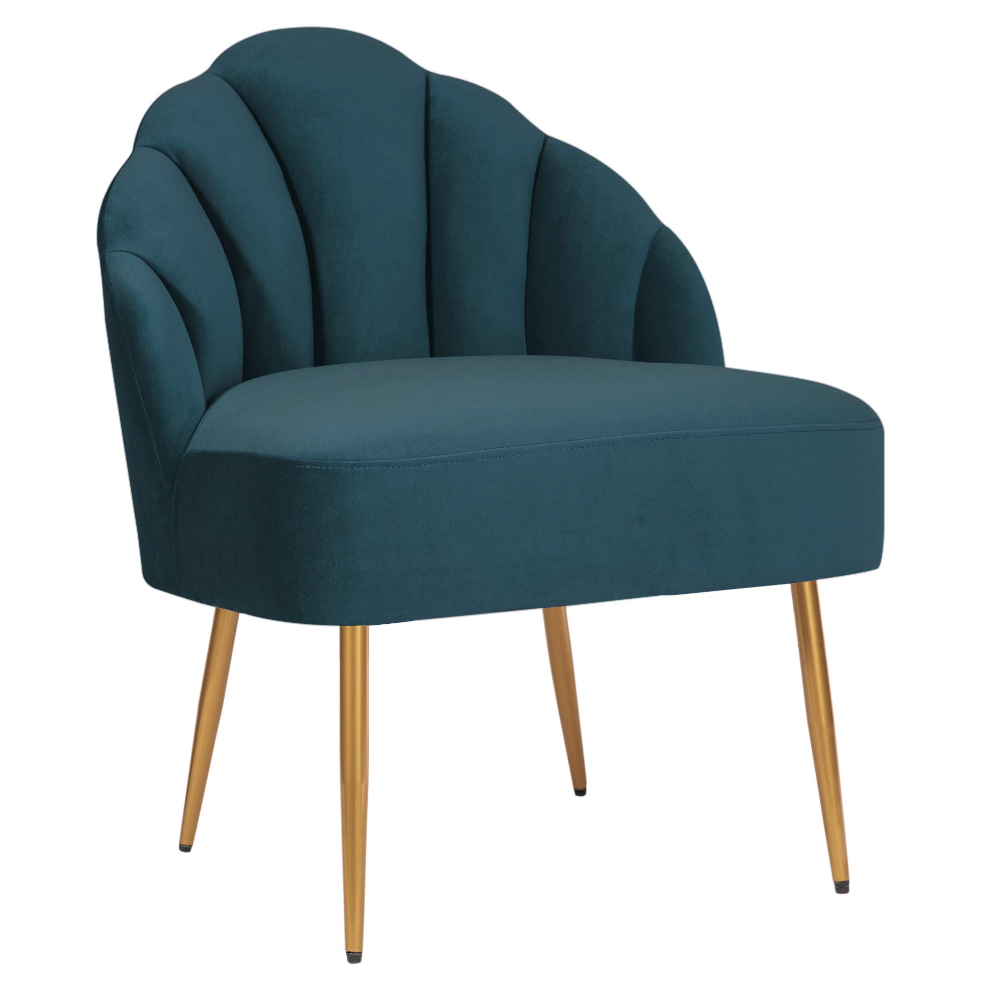 Amazon Brand – Rivet Sheena Glam Tufted Velvet Shell Chair, 23.5"W, Teal