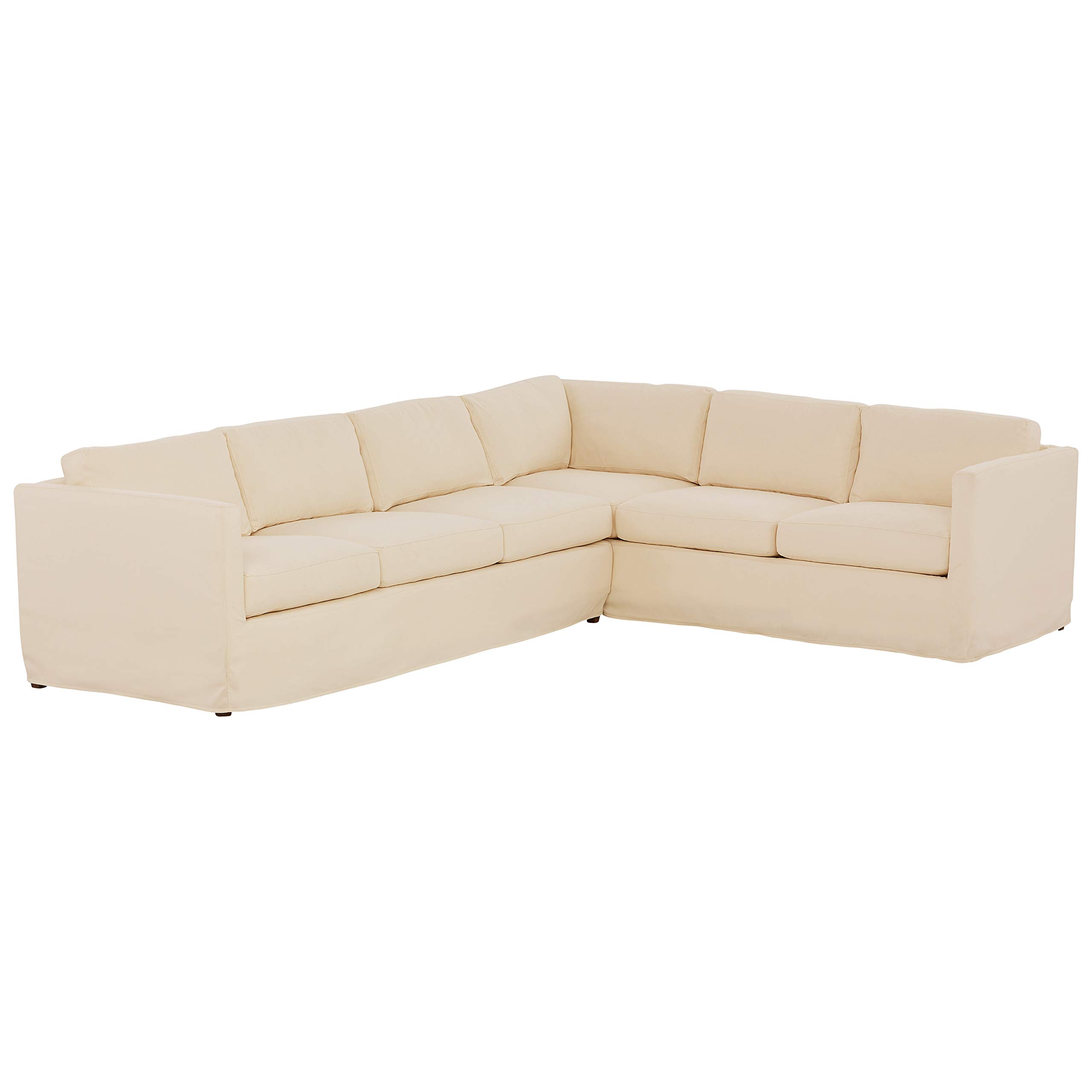 Amazon Brand – Stone & Beam Andover Slipcover Left-Facing L-Shaped Sectional, 124"W, Cream Fabric