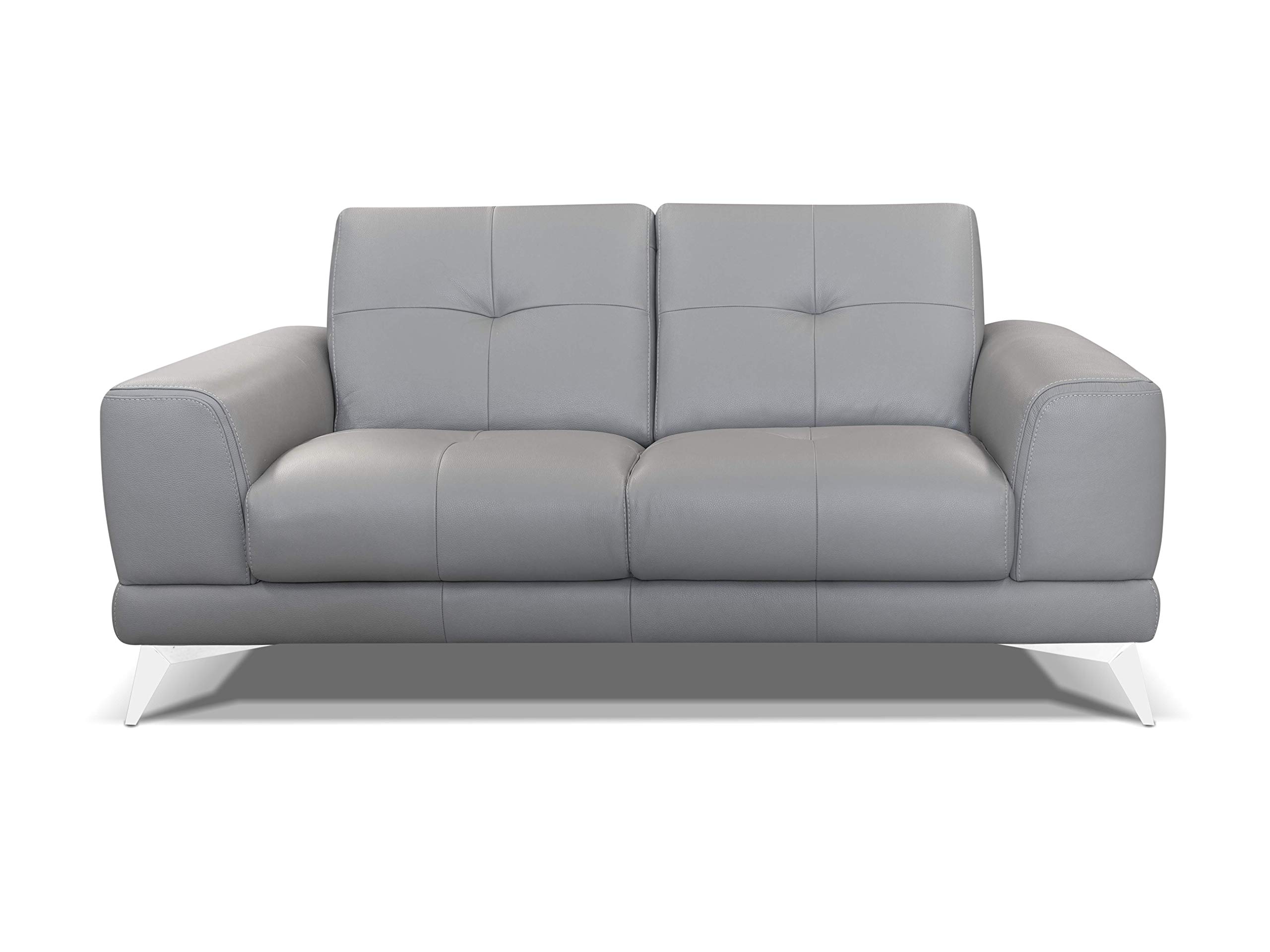 Amazon Brand - Alkove Aldan Leather Sofa, 2 Seater, LIGHT Grey