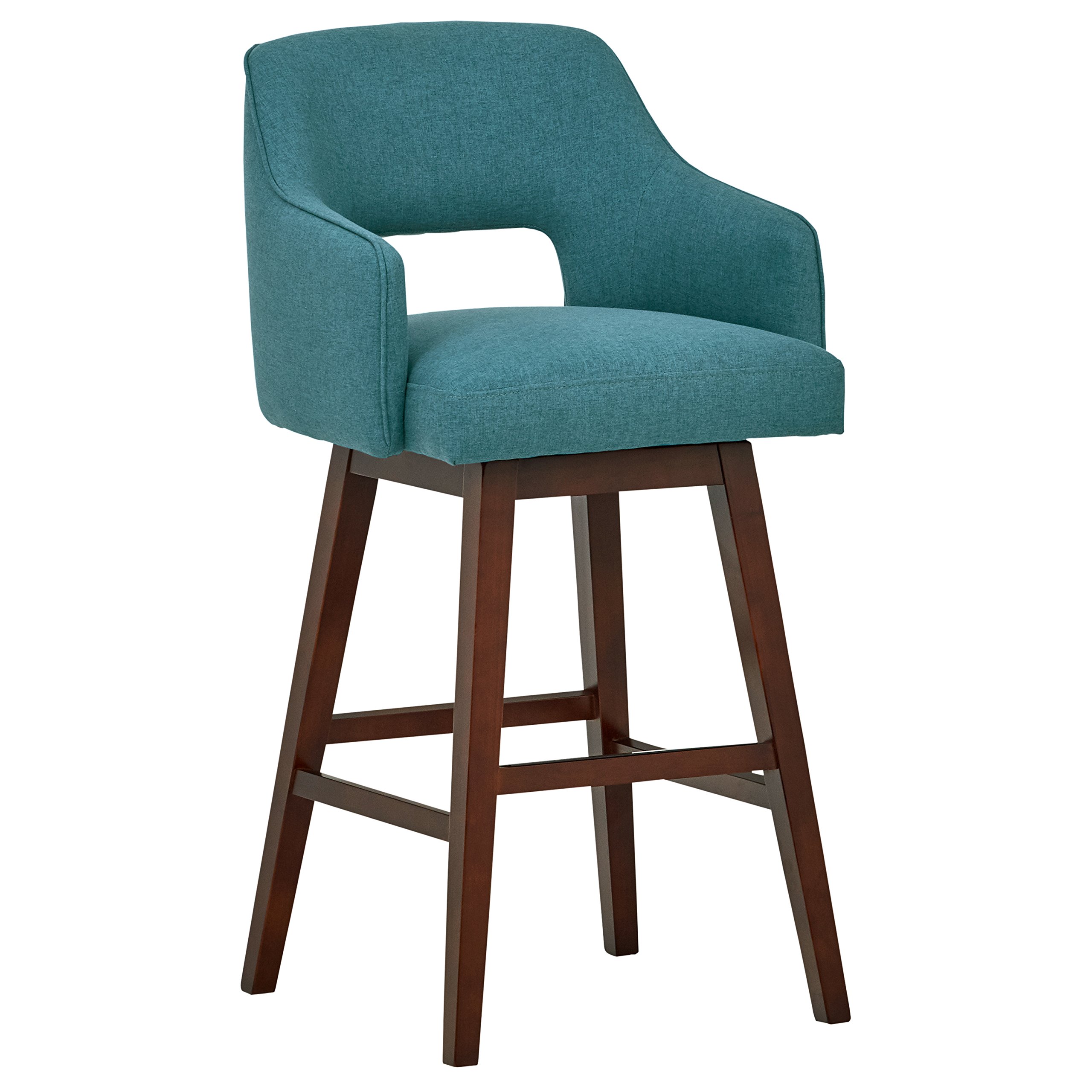 Amazon Brand – Rivet Malida Mid-Century Modern Open Back Swivel Kitchen Bar Stool, 41"H, Aqua