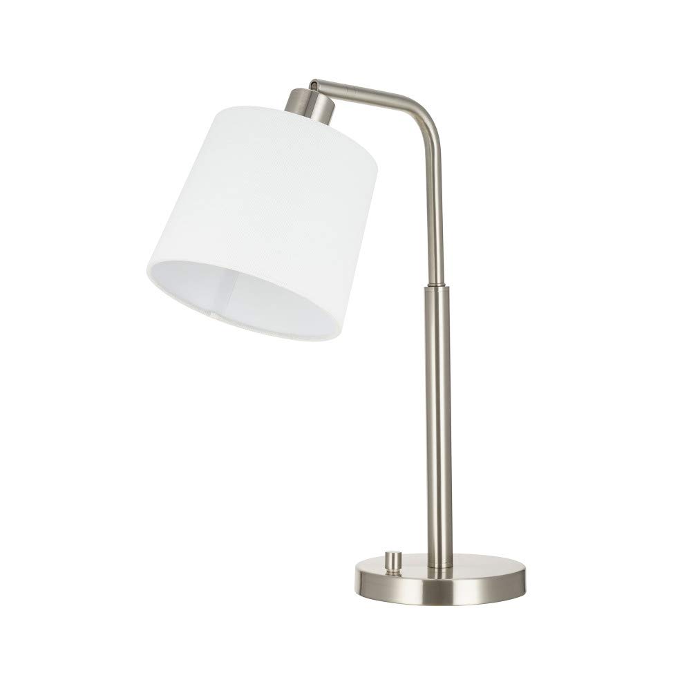 Amazon Brand – Ravenna Home Traditional Metal Downbridge Desk Lamp with Adjustable Shade, LED Bulb Included, 19.25"H, Brushed Nickel