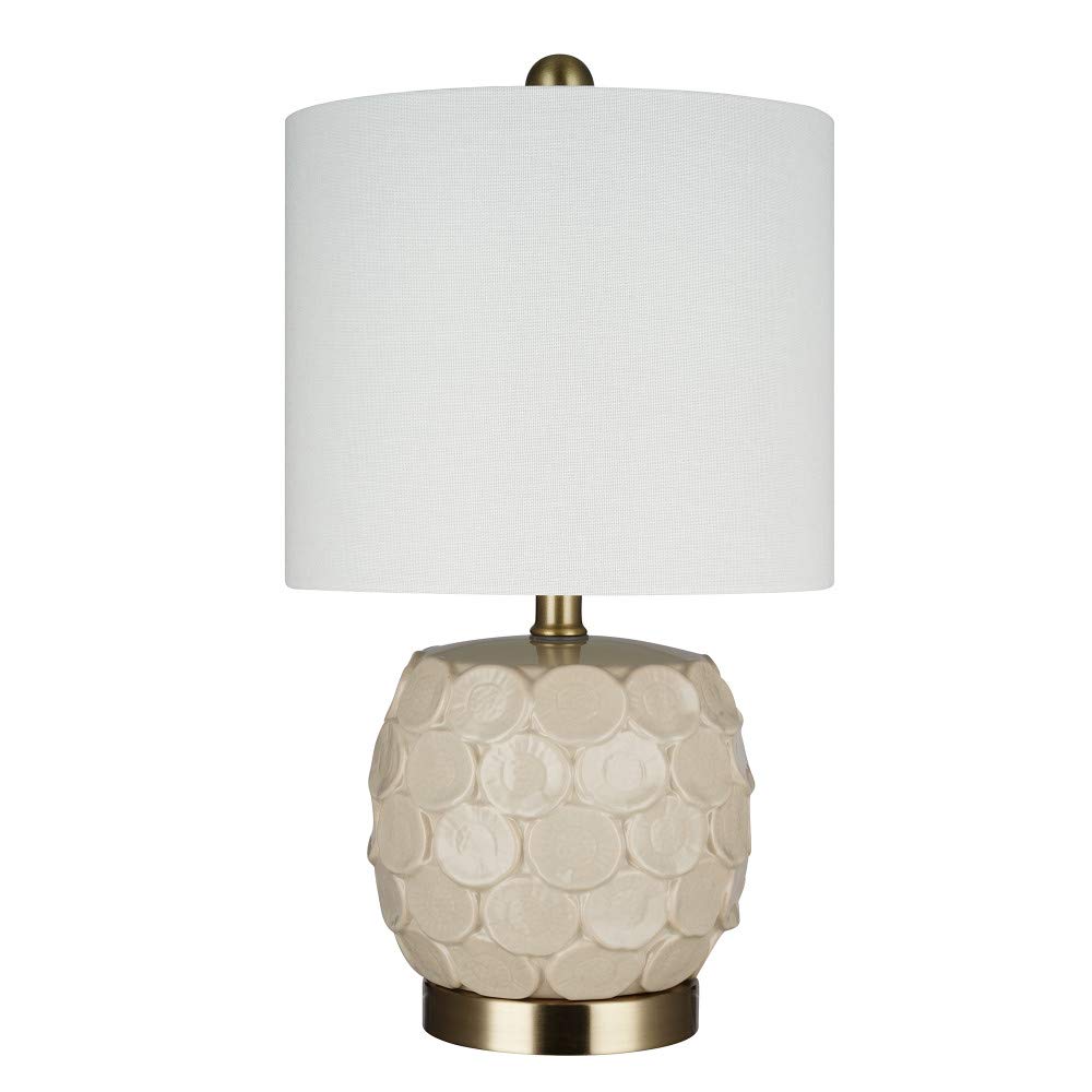 Amazon Brand – Stone & Beam Contemporary 2-Tone Floral Textured Ceramic Table Lamp, LED Bulb Included, 17.75"H, Beige
