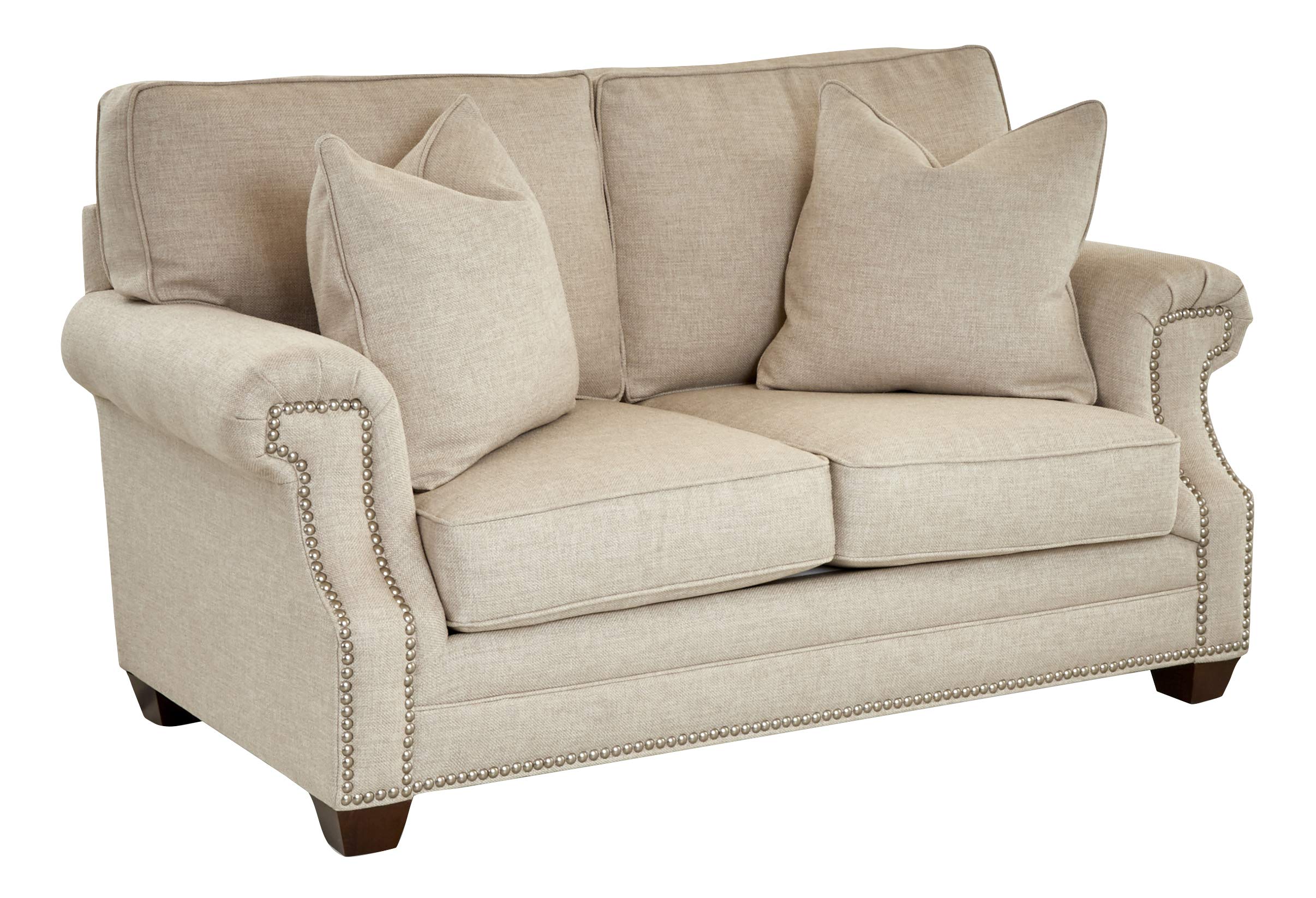 Amazon Brand – Stone & Beam Cedar Upholstered Loveseat Sofa Couch with Nailheads, 67"W,Oat Beige