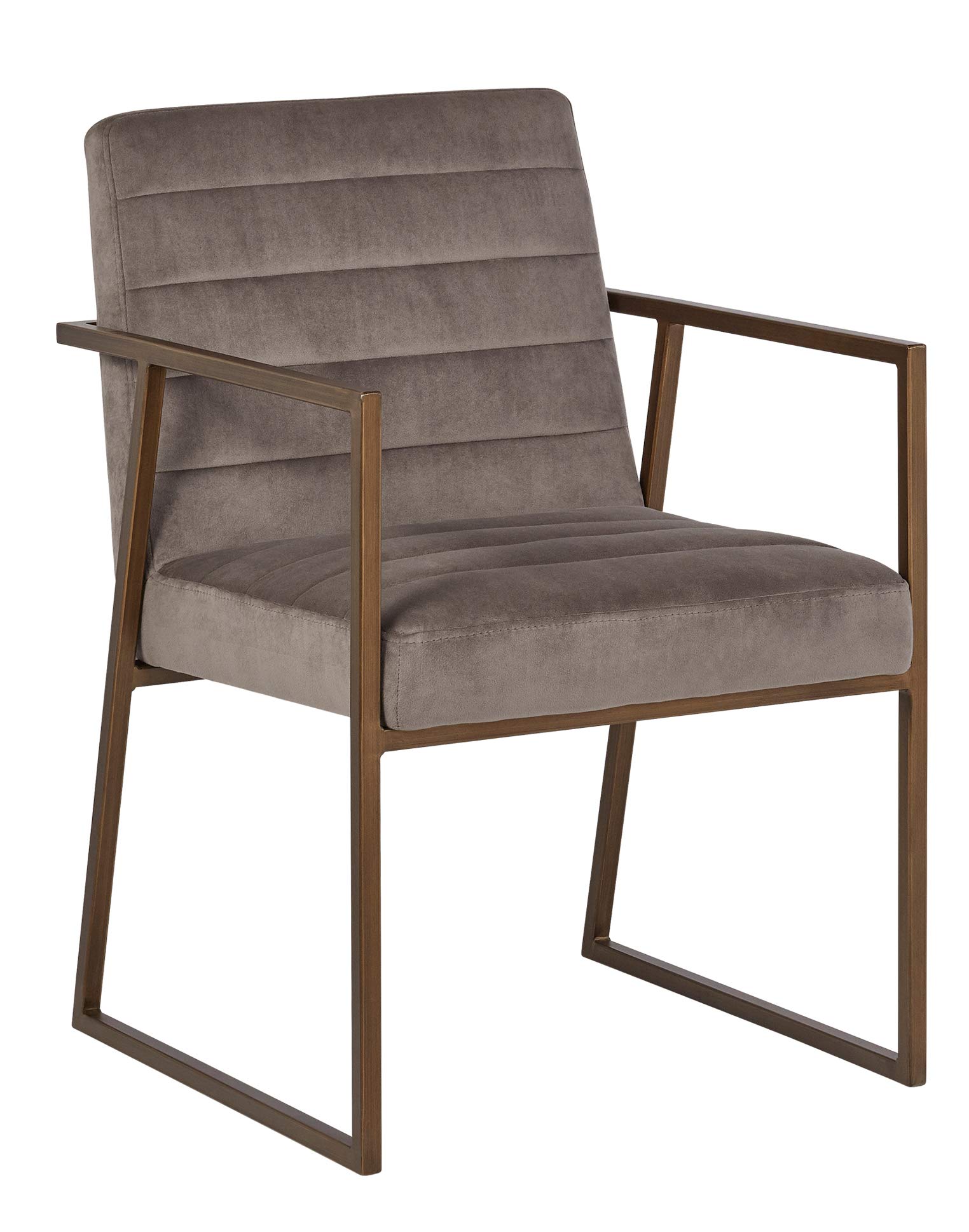 Amazon Brand – Rivet Allie Velvet Industrial Mid-Century Dining Kitchen Chair, 33"H, Grey and Antique Brass