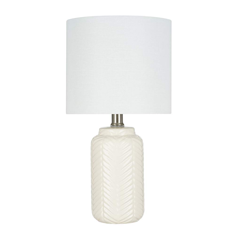 Amazon Brand – Ravenna Home Chevron-Patterned Table Lamp, Bulb Included, 15"H, Cannoli Cream