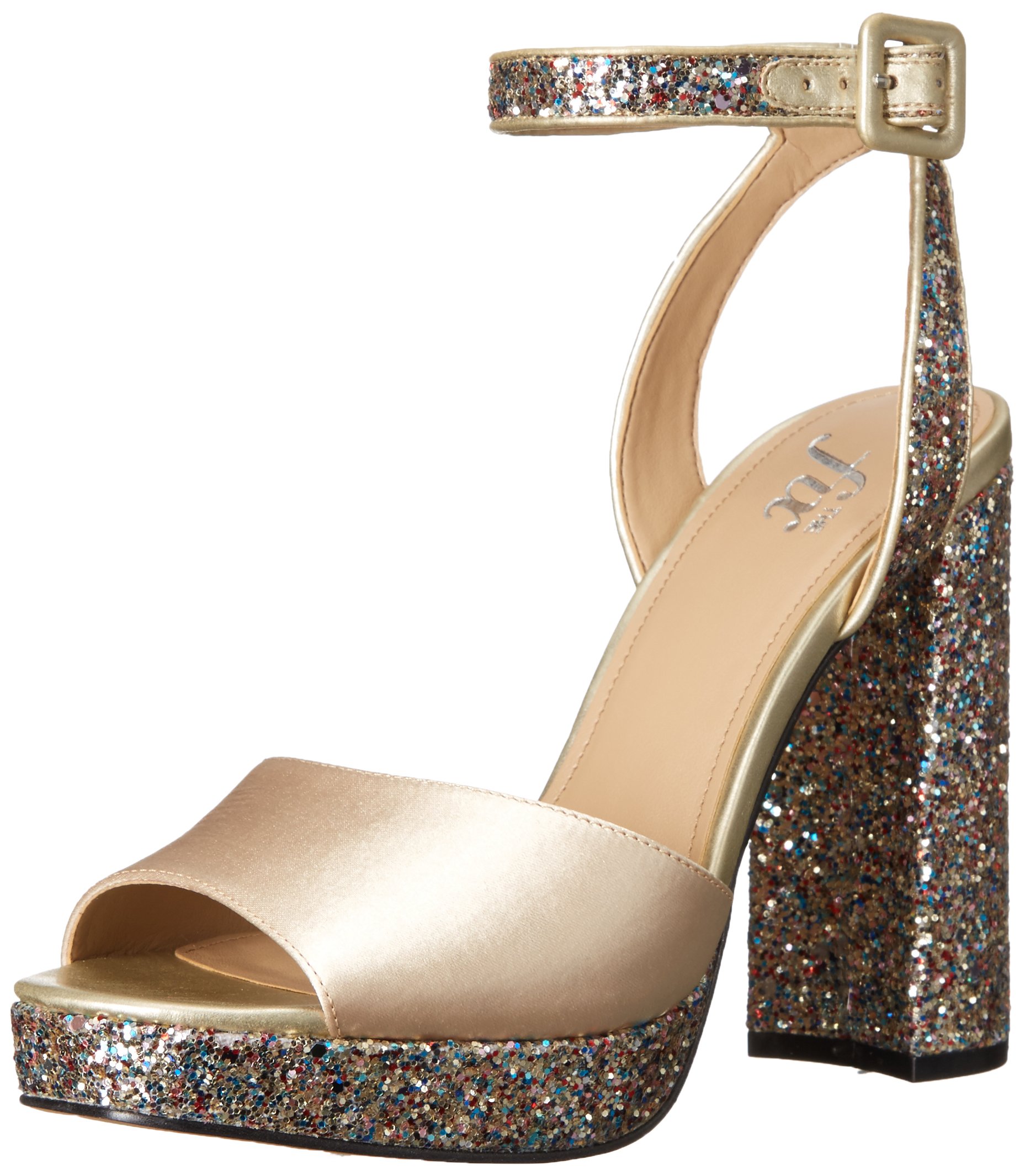 Amazon Brand - The Fix Women's Gia Colorblock Platform Sandal with Ankle Strap, Prosecco/Gold Multi, 8 B US