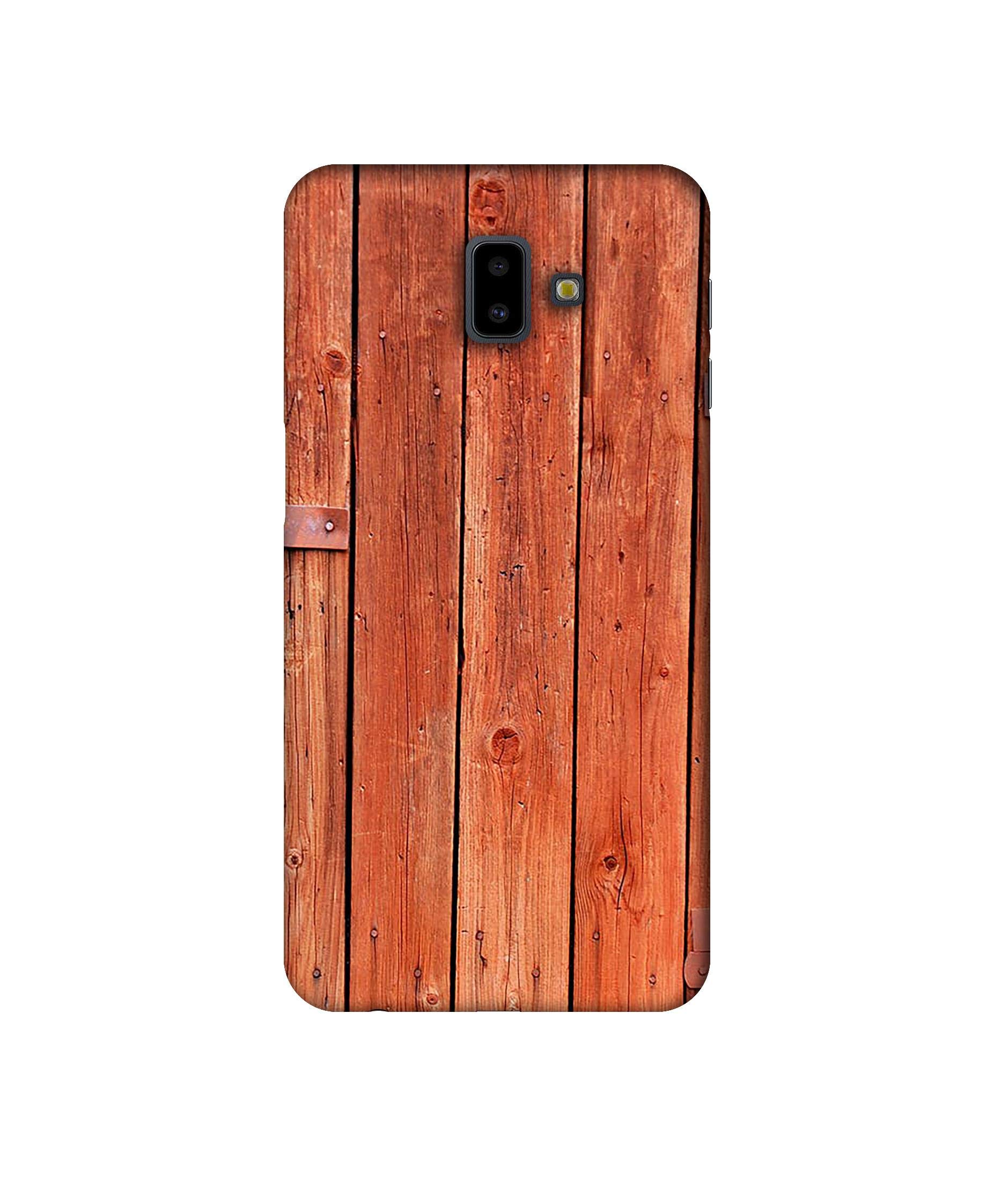 Amazon Brand - Solimo Designer Wooden Door 3D Printed Hard Back Case Mobile Cover for Samsung Galaxy J6 Plus