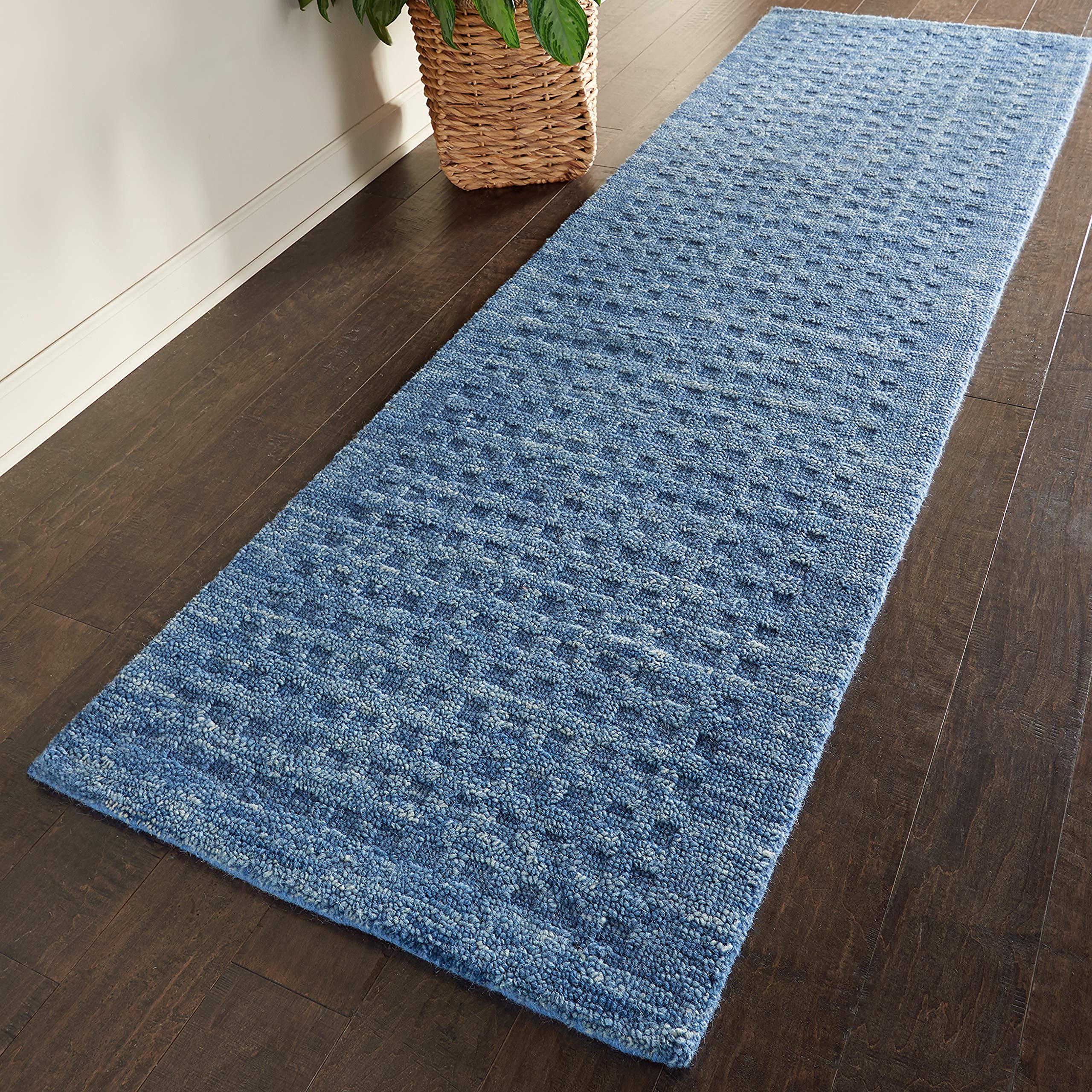 Amazon Brand – Stone & Beam Casual Geometric Wool Runner Rug, 8' x 2' 3", Green