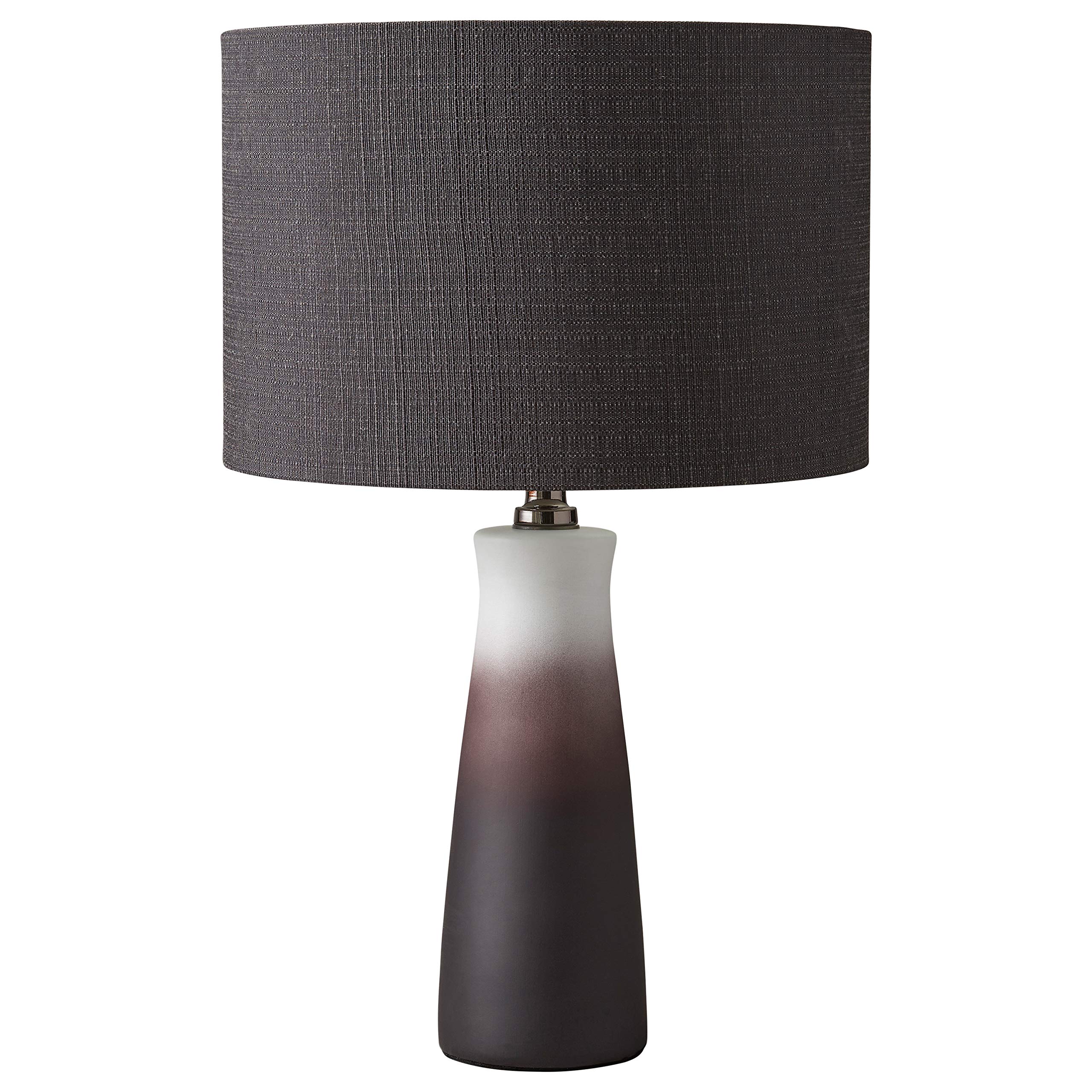 AmazonBasics Rivet Contemporary Ceramic Base with Fabric Drum Shade Table Lamp, 19.25"H, Black