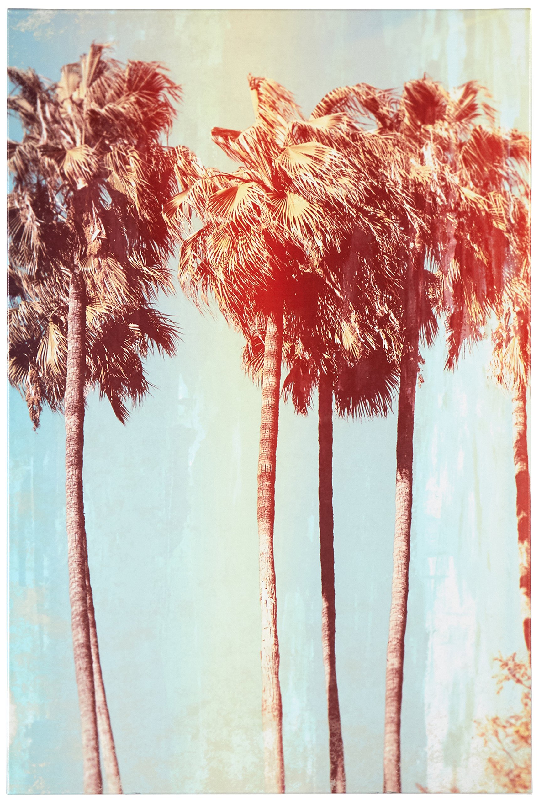 Amazon Brand – Rivet Vintage-Look Palm Trees Turquoise and Sepia Canvas Print Wall Art , 24" x 36"