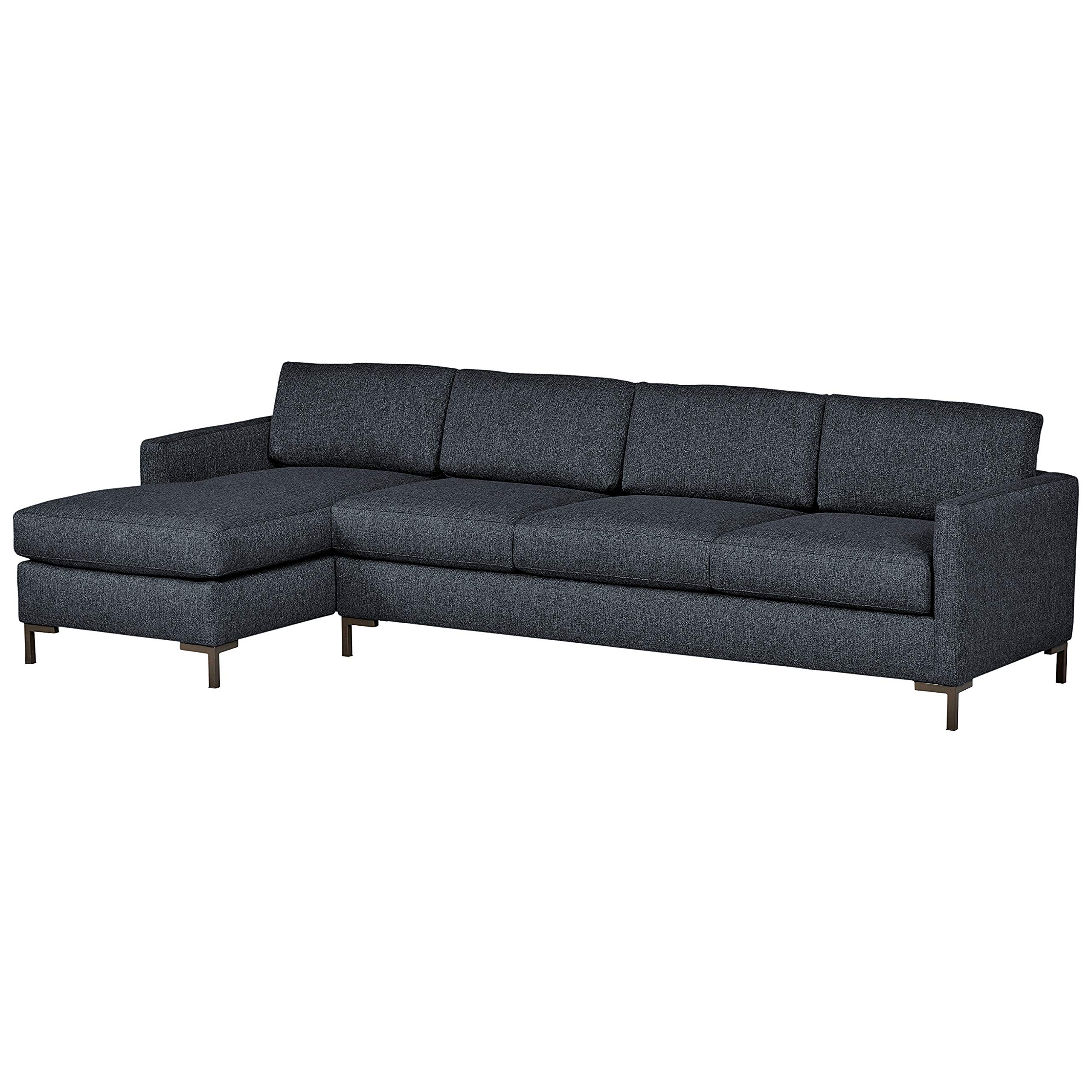 Amazon Brand – Rivet Edgewest Low Back Modern Left Sofa Chaise Sectional, 115"W, Blue