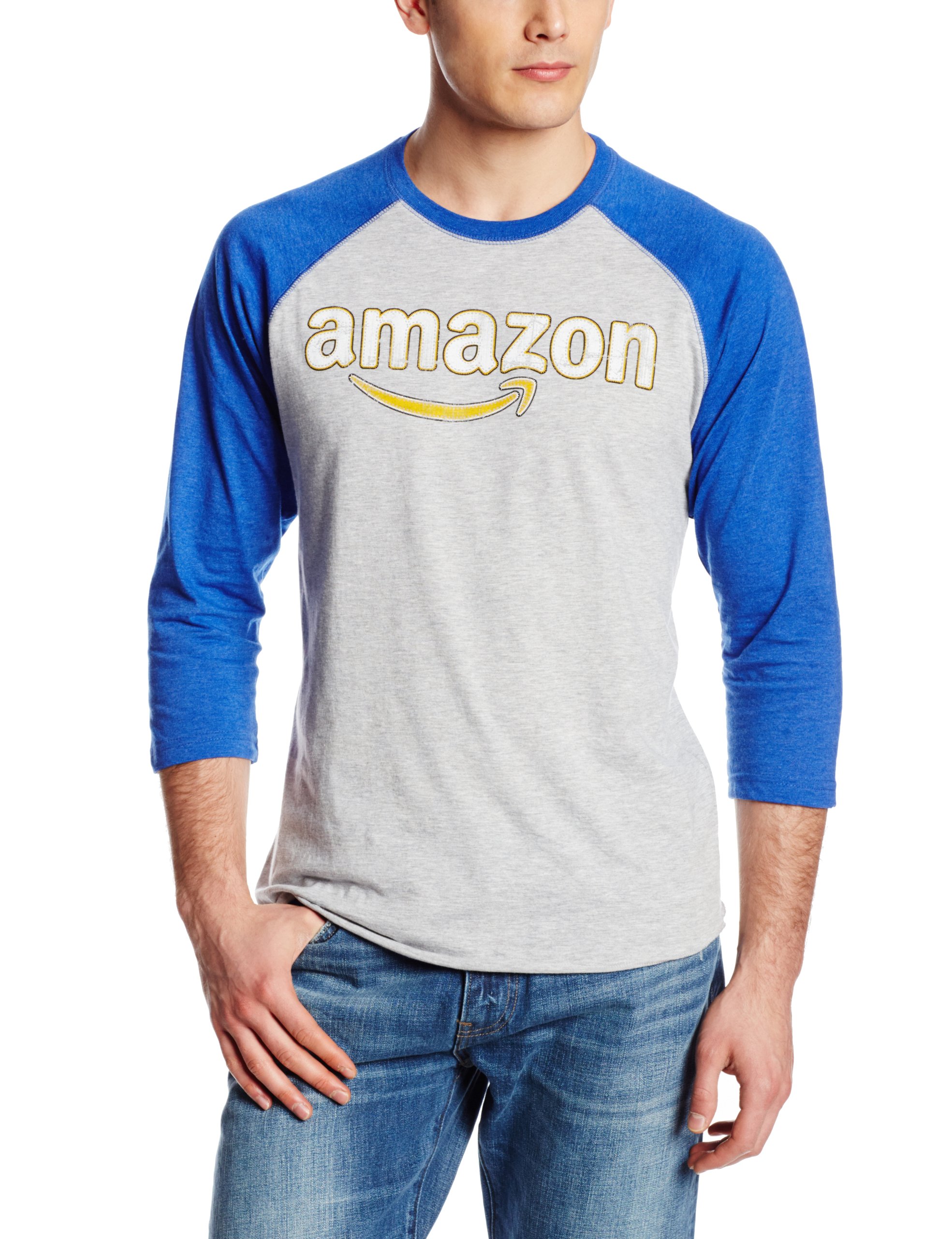 Amazon Gear Unisex Adults' Baseball T-Shirt in Vintage Style Heather / Royal Blue, Small