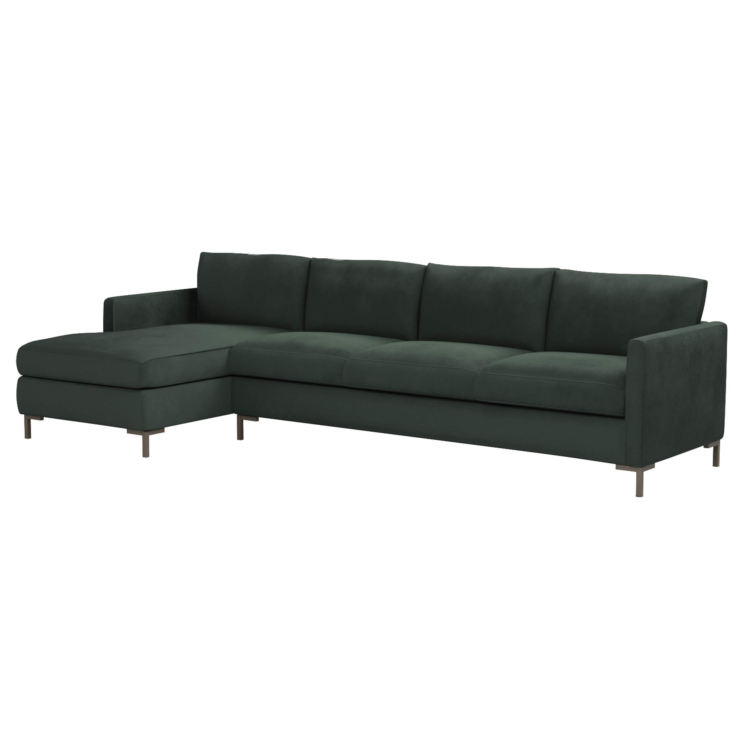 Amazon Brand – Rivet Edgewest Low Back Modern Left Sofa Chaise Sectional, 115"W, Hunter Green