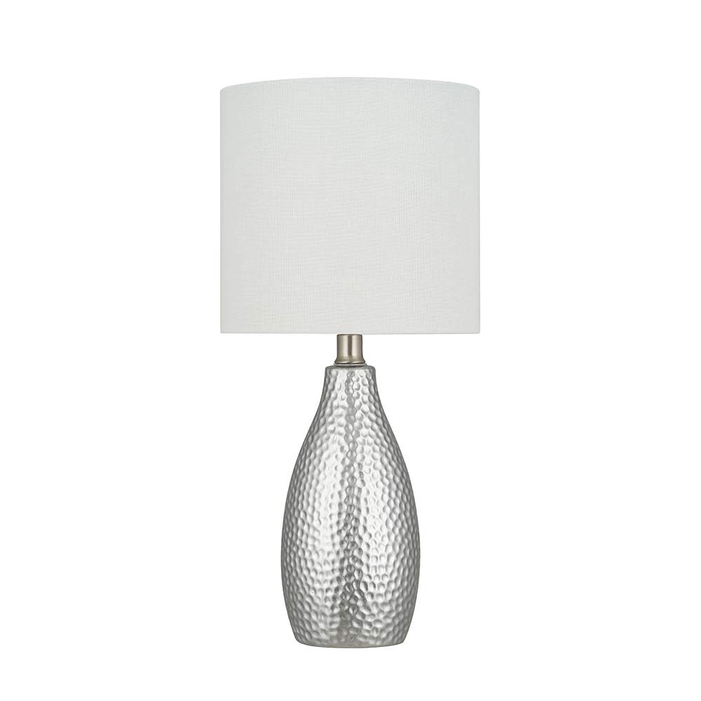 Amazon Brand – Ravenna Home Textured Ceramic Base Table Lamp with LED Light Bulb, 18"H, Silver - 20465-002