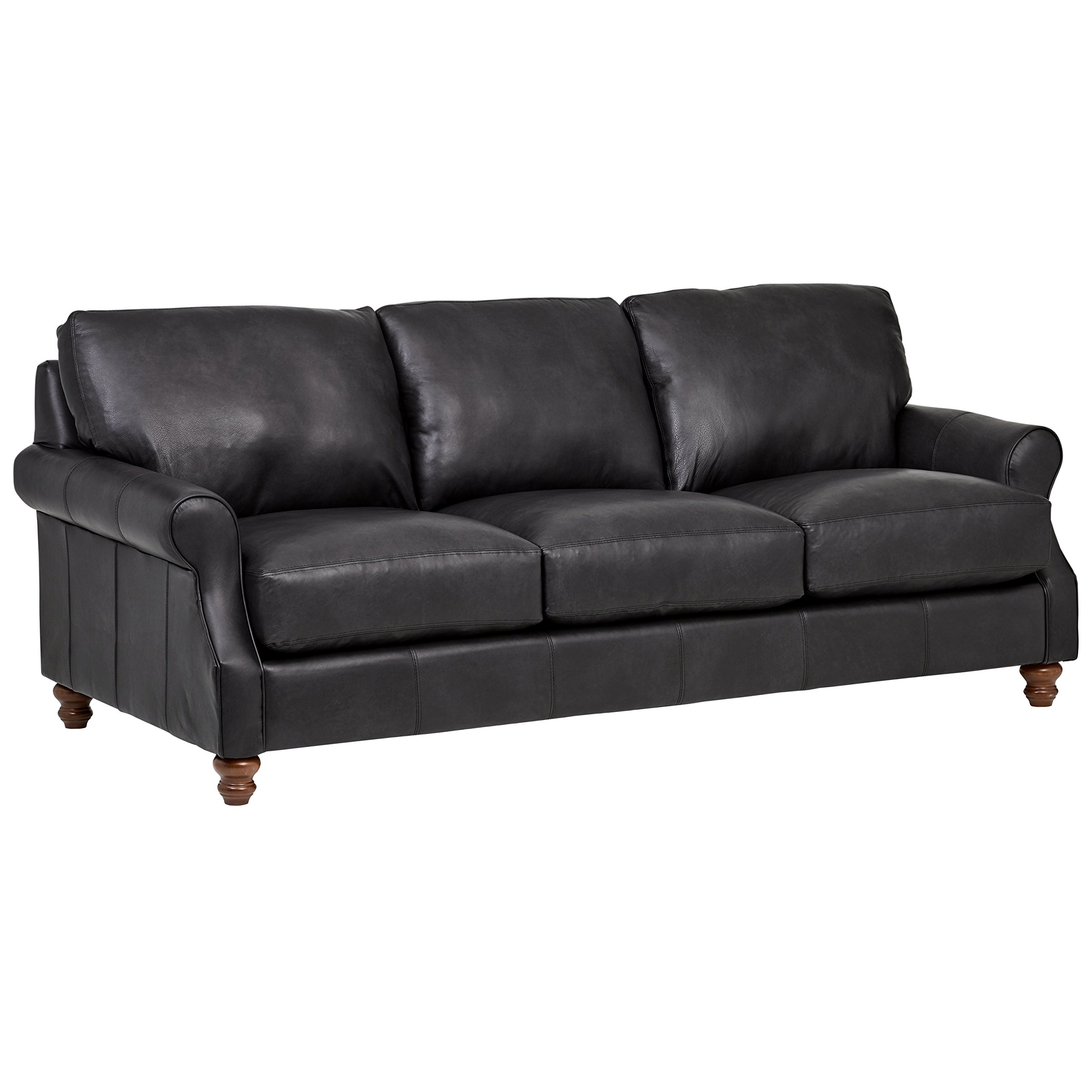 Amazon Brand – Stone & Beam Charles Classic Oversized Leather Sofa, 92"W, Charcoal