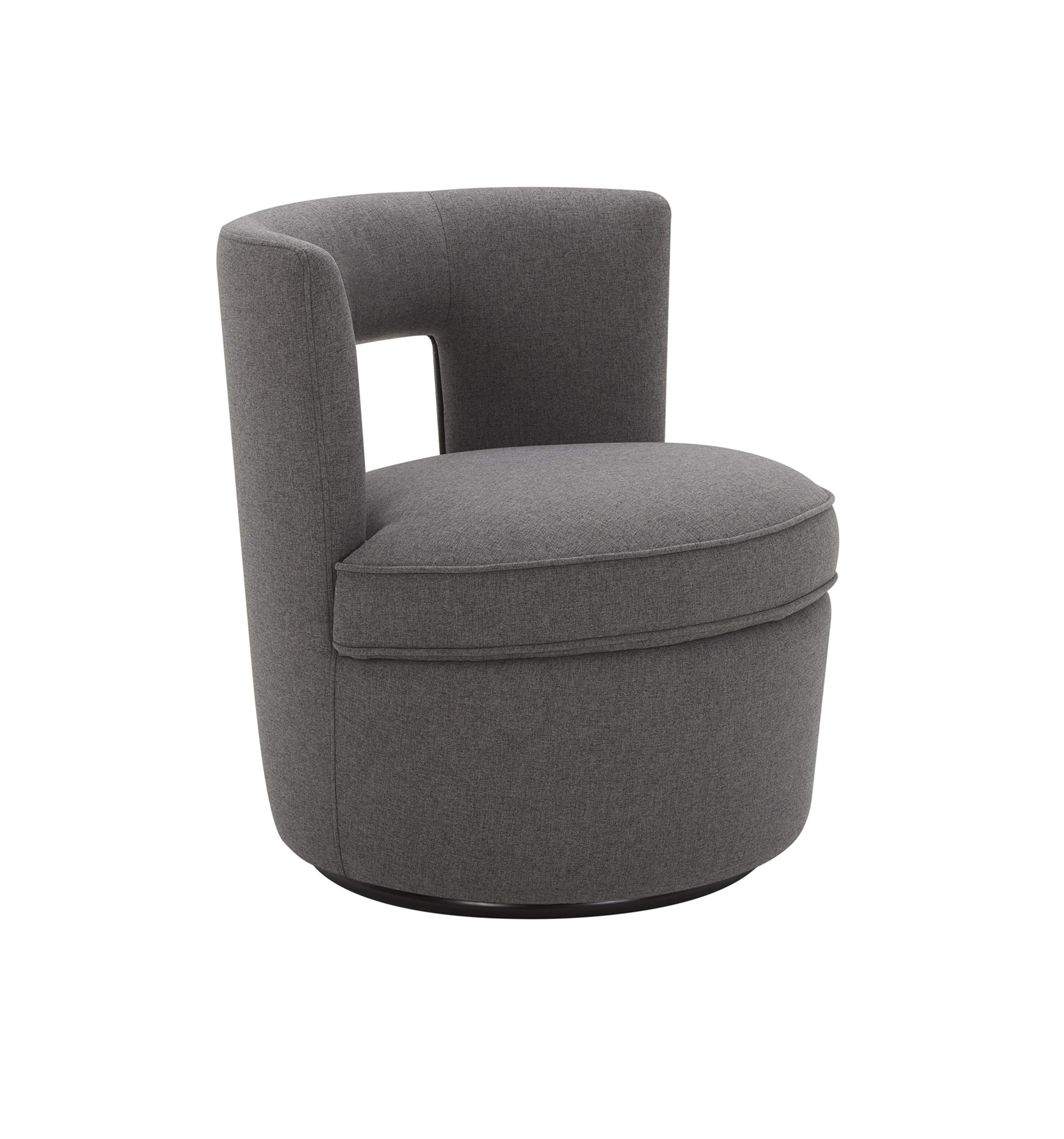 Rivet Slade Contemporary Living Room Accent Swivel Chair, 27"W, Sunday Graphite