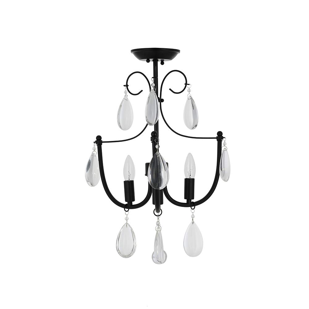 Amazon Brand – Ravenna Home Traditional Glam 4 Light Semi-flush Mount Chandelier, Bulbs Included, 23.5"H, Dark Bronze