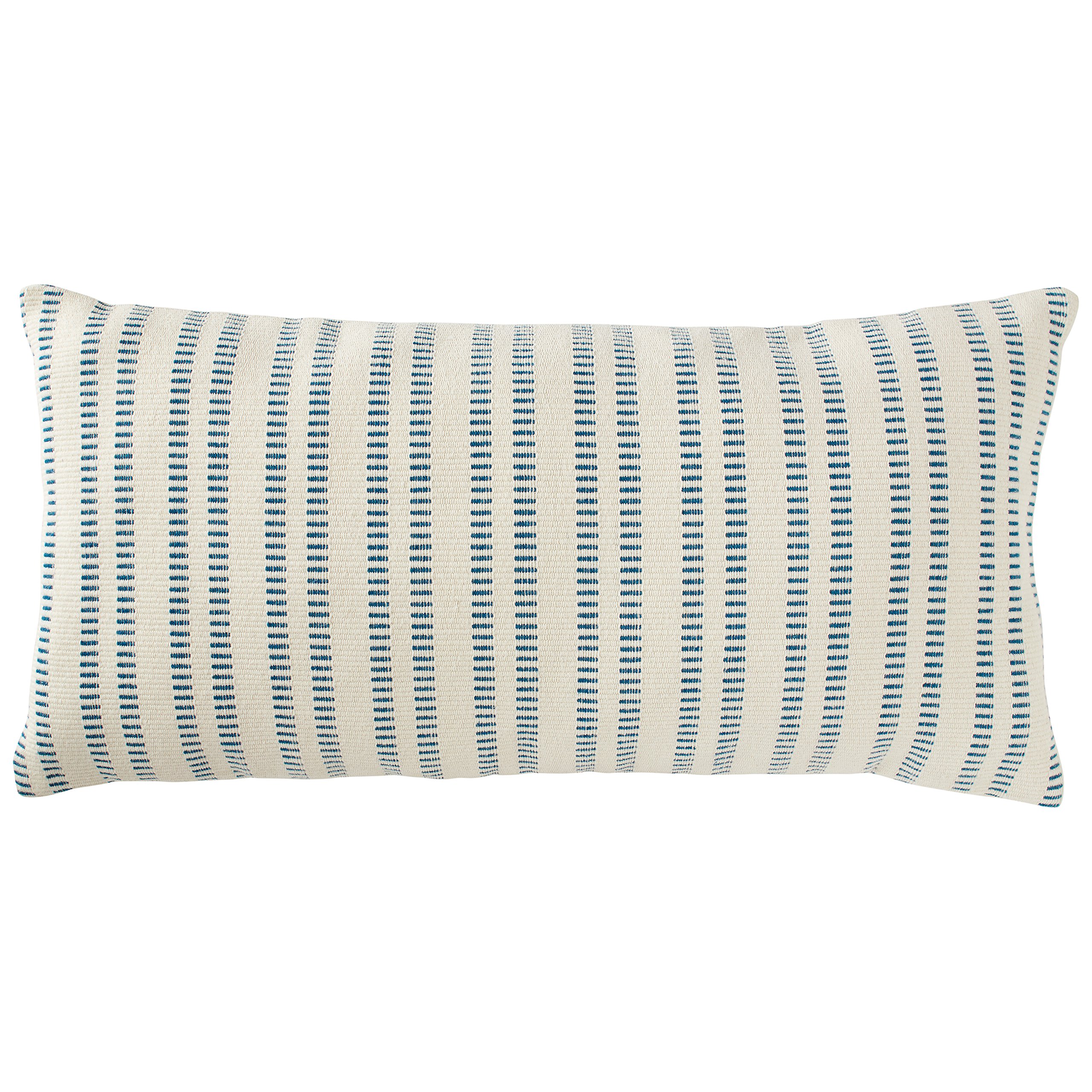 Amazon Brand – Stone & Beam French Laundry Stripe Decorative Throw Pillow, 12" x 24", Ivory, Turquoise