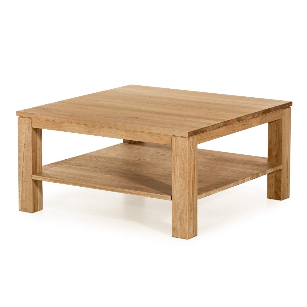 Marca Amazon - Alkove - Hayes - Mesa de centro cuadrada de madera maciza con balda (roble salvaje)