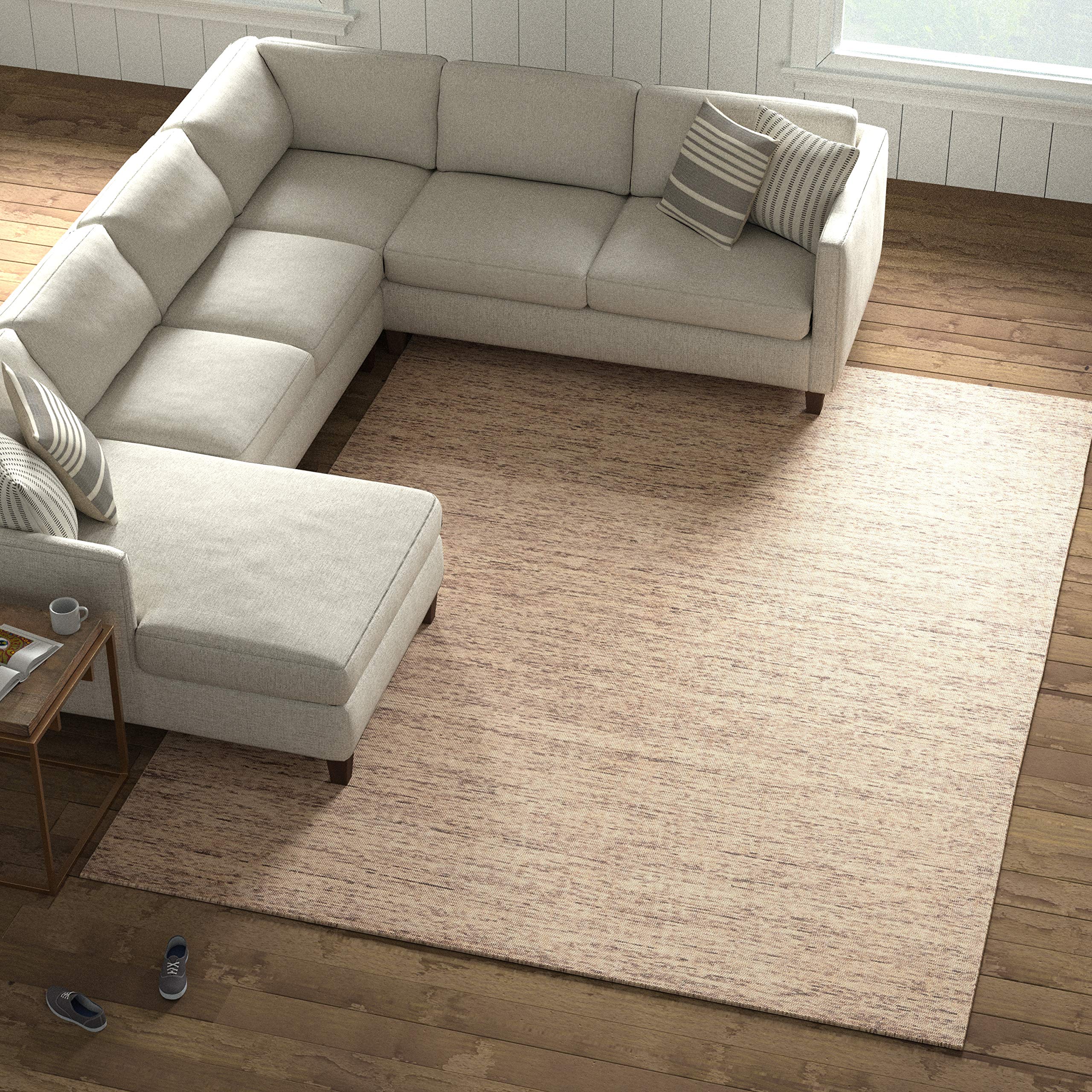 Amazon Brand – Stone & Beam Contemporary Speckle Wool Area Rug, 8' x 10' 6", Chestnut