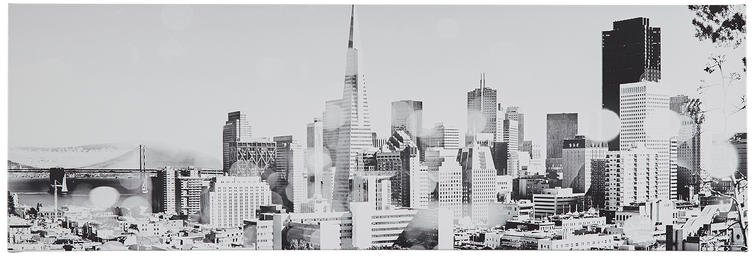 Amazon Brand – Rivet San Francisco Sun Flare in Black and White Canvas Print of San Francisco, 30" x 10"