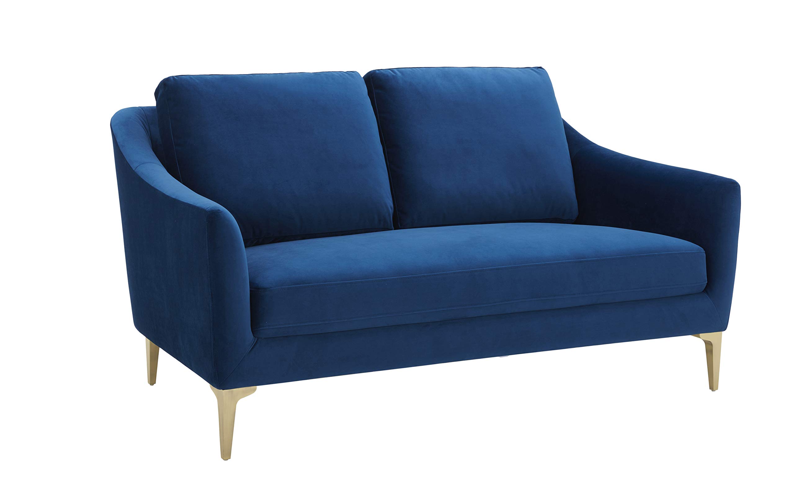 Amazon Brand – Rivet Alonzo Contemporary Velvet Loveseat Sofa, 64"W, Blue