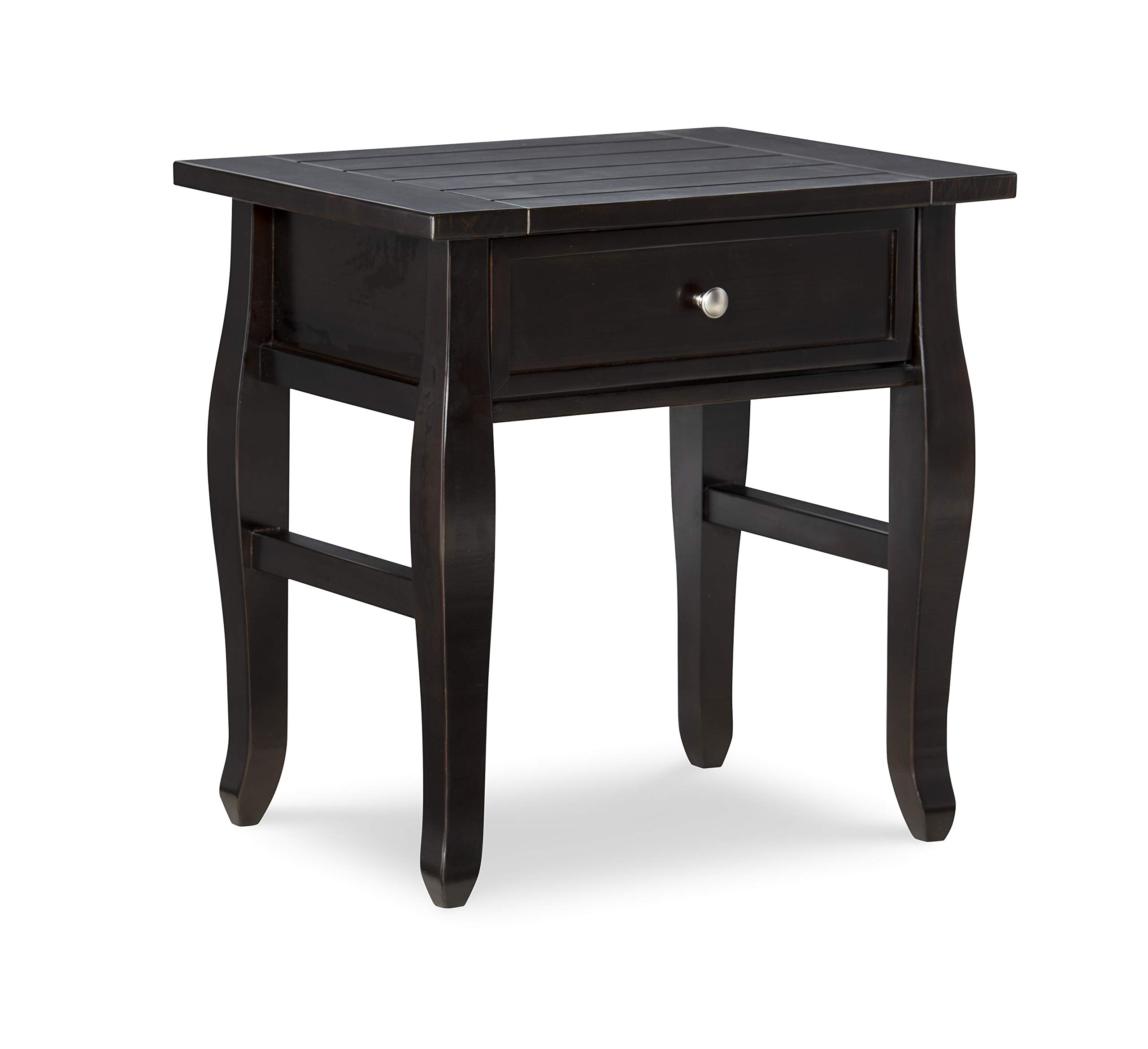 Ravenna Home Classic Plank-Top End Table, 18"W, Black Wood