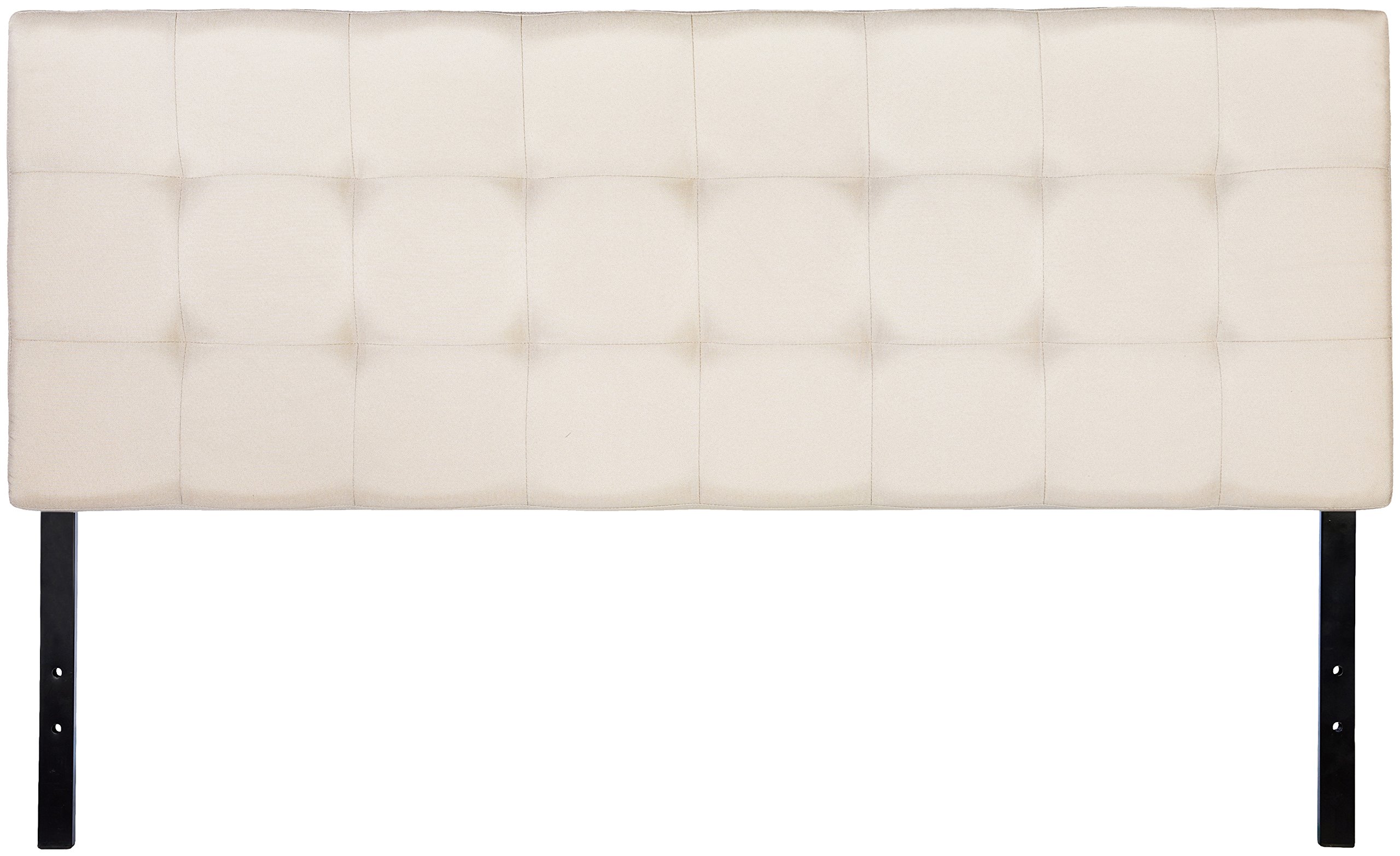 AmazonBasics Faux Linen Upholstered Tufted Headboard - Full, Beige