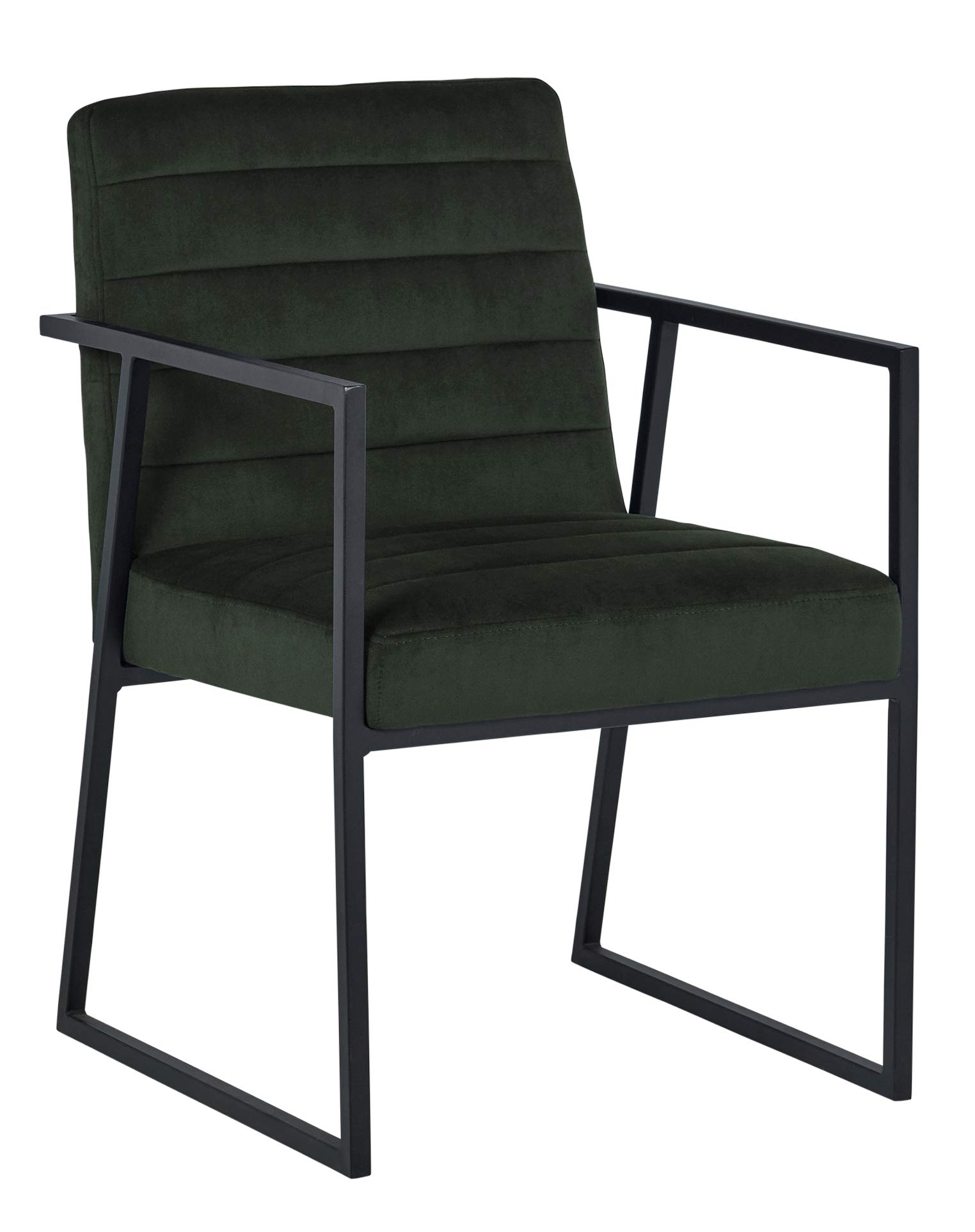 Amazon Brand – Rivet Allie Velvet Industrial Mid-Century Dining Kitchen Chair, 33"H, Green and Black