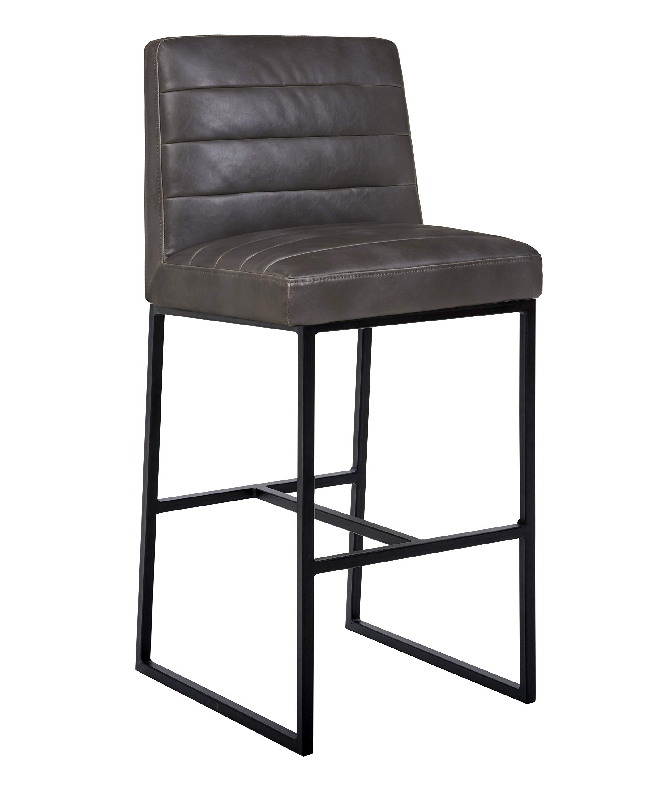 Amazon Brand – Rivet Decatur Modern Faux Leather Kitchen Bar Stool, 41"H, Grey