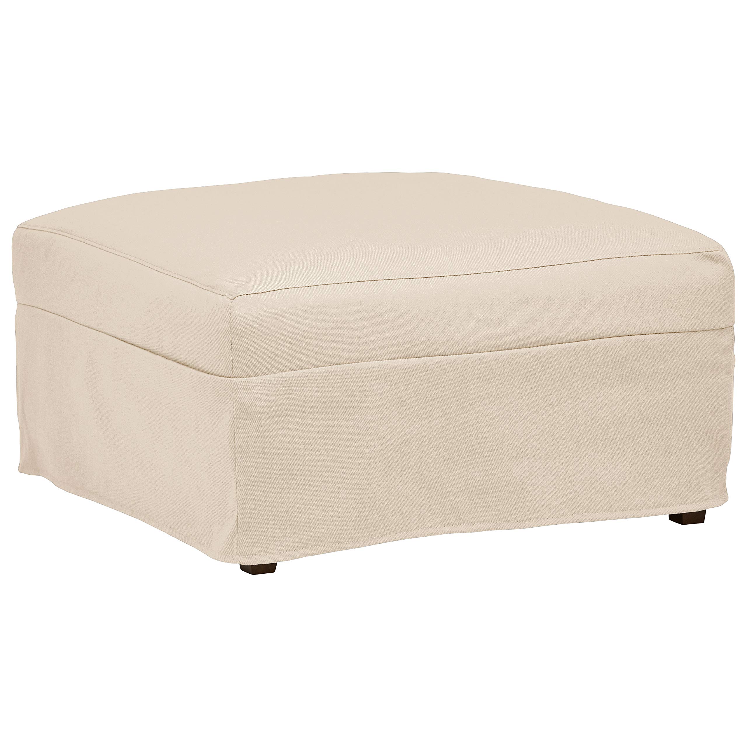 Amazon Brand – Stone & Beam Andover Slipcover Square Ottoman, 33"W, Cream Fabric
