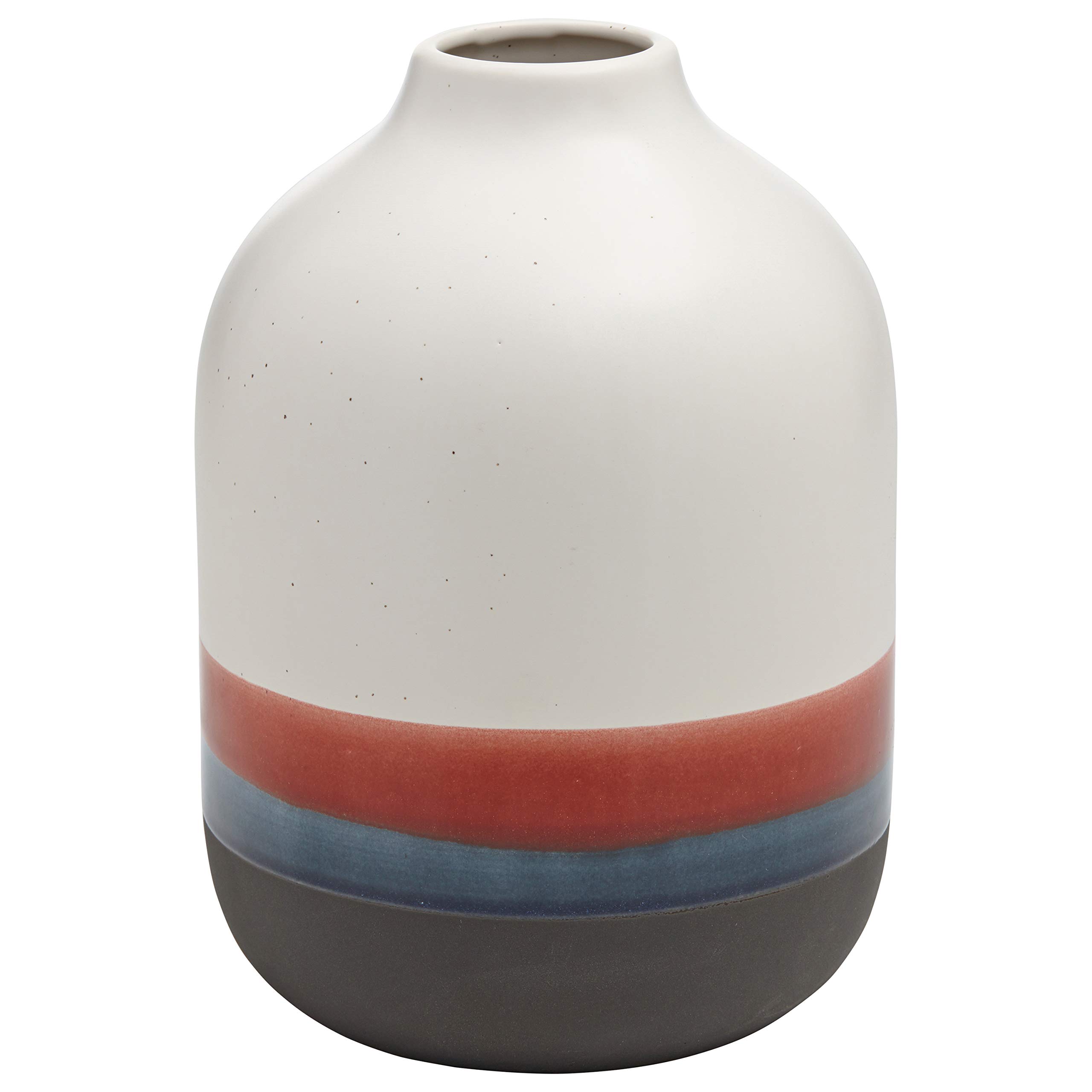 Amazon Brand – Rivet Westline Modern Indoor Outdoor Hand-Painted Stoneware Flower Vase, 9.5"H, Red White Blue Black
